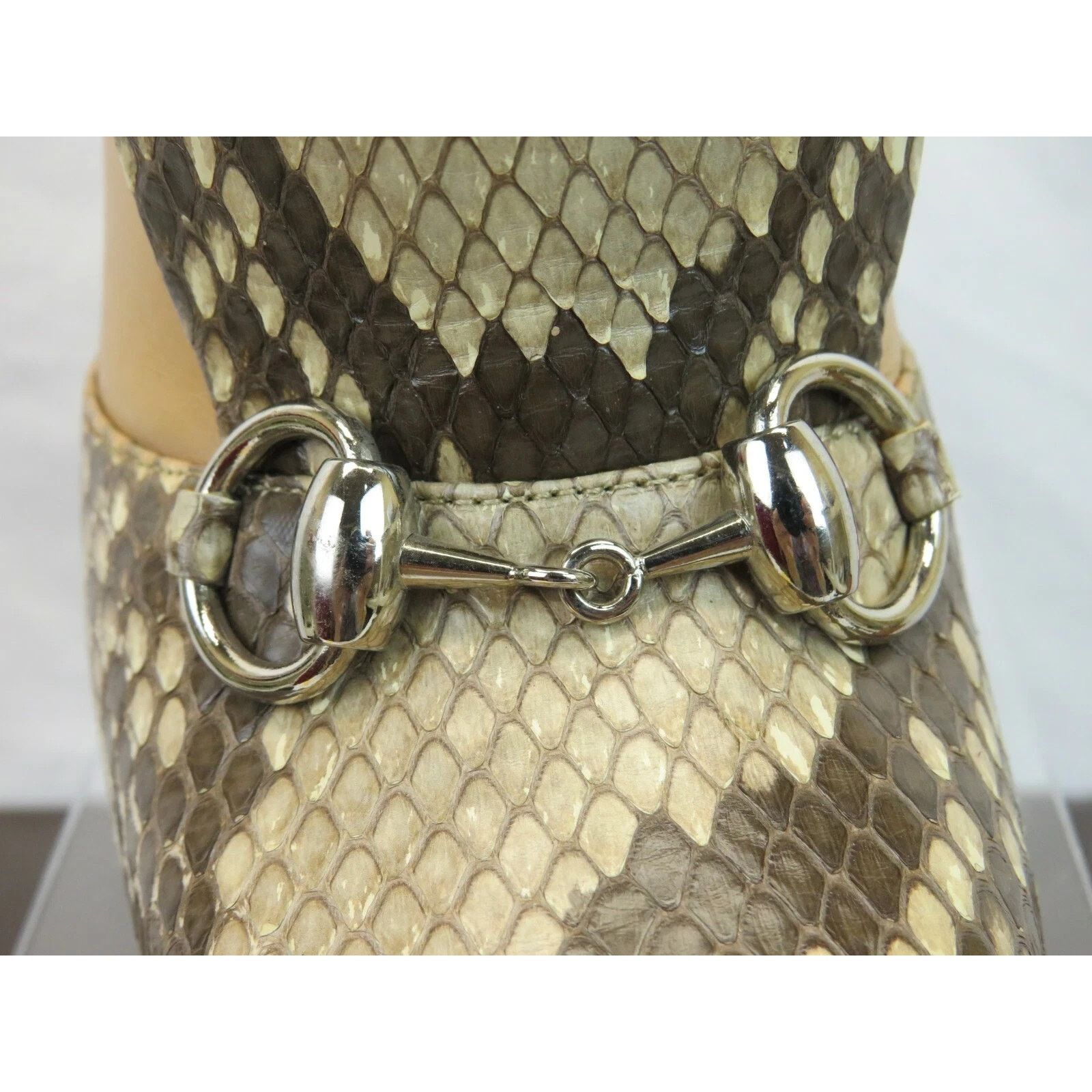 Gucci GUCCI LILLIAN BEIGE PYTHON BROWN HORSEBIT BOOTS 37.5 ITALY Size US 7.5 / IT 37.5 - 6 Thumbnail