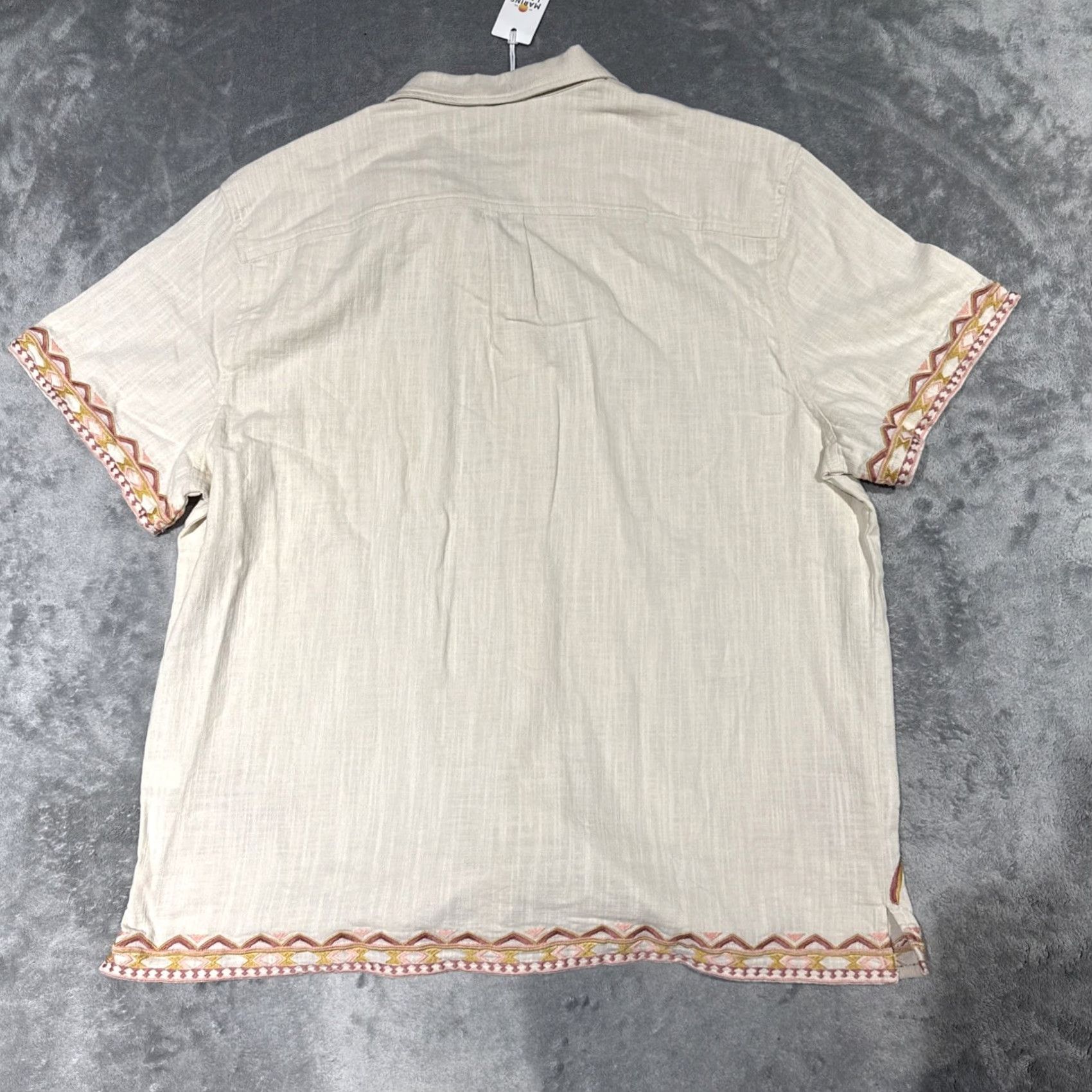 Marine Layer Marine Layer Resort Shirt Mens XL Natural/Coral Embroidered Palm Tree NWT Size US XL / EU 56 / 4 - 6 Thumbnail