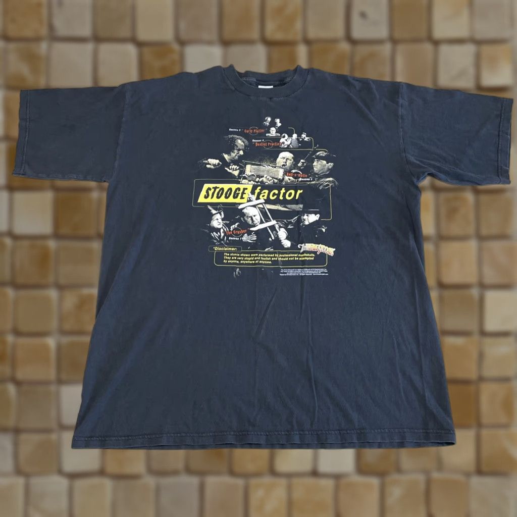 Gildan Vintage The Three Stooges Fear Factor Parody T-Shirt Men 2XL Black Funny 2000s Size US XXL / EU 58 / 5 - 1 Thumbnail