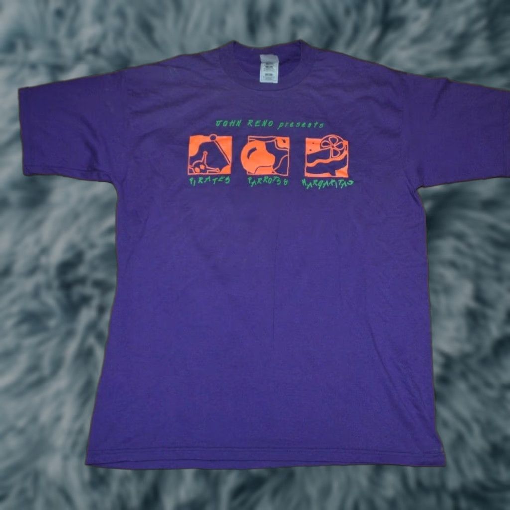 Fruit Of The Loom VTG Pirates Parrots Margaritas T Shirt XL Men Purple 100% Cotton Fruit Of The Loom Graphic Tee Concert Tour 90s Music Size US XL / EU 56 / 4 - 1 Thumbnail