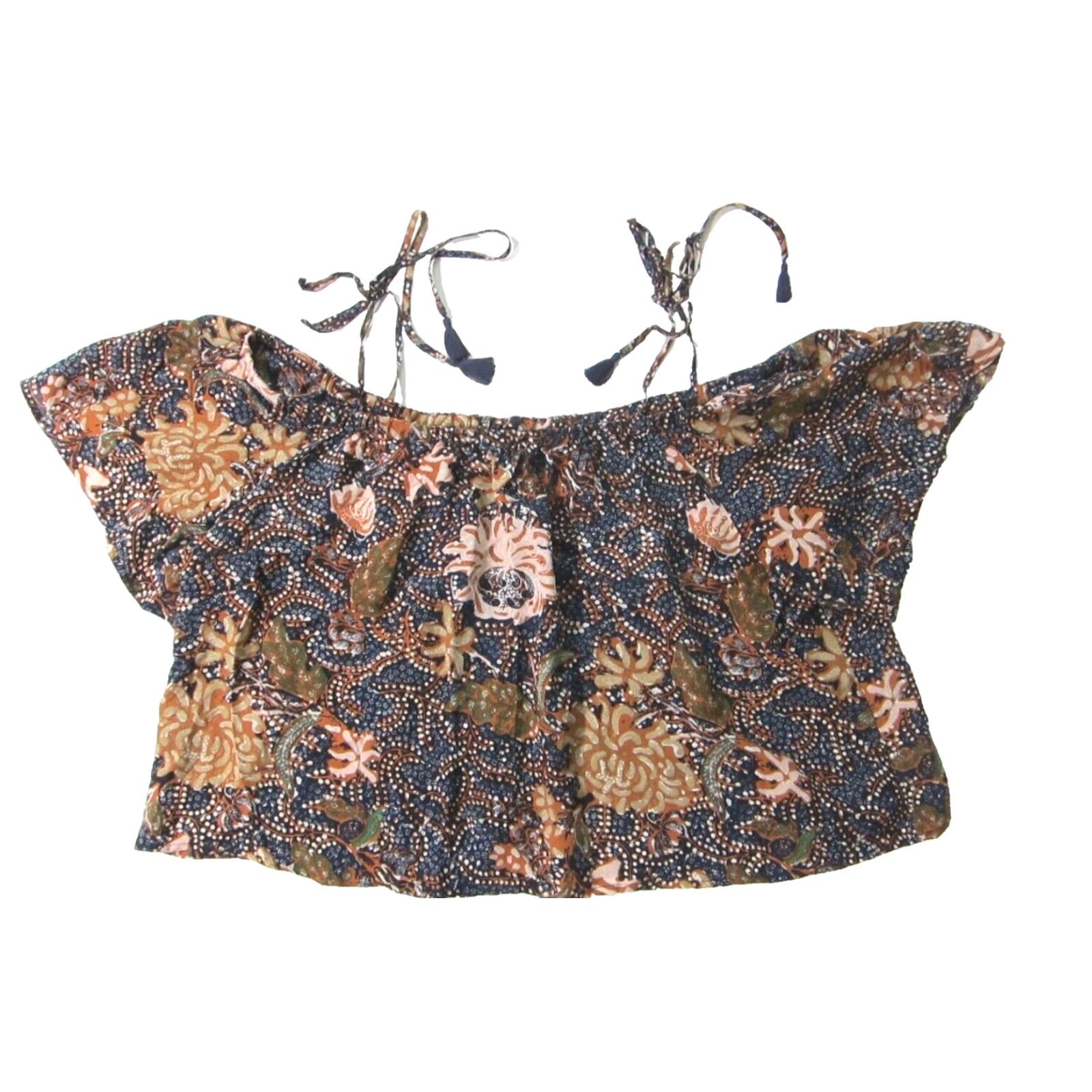 Madewell Madewell 100% Rayon Floral Blue Brown Crop Tunic Top Peasant Blouse XL Women Shirt Blouse Floral Crop Tunic Top XL Pink? Size XL / US 12-14 / IT 48-50 - 5 Thumbnail