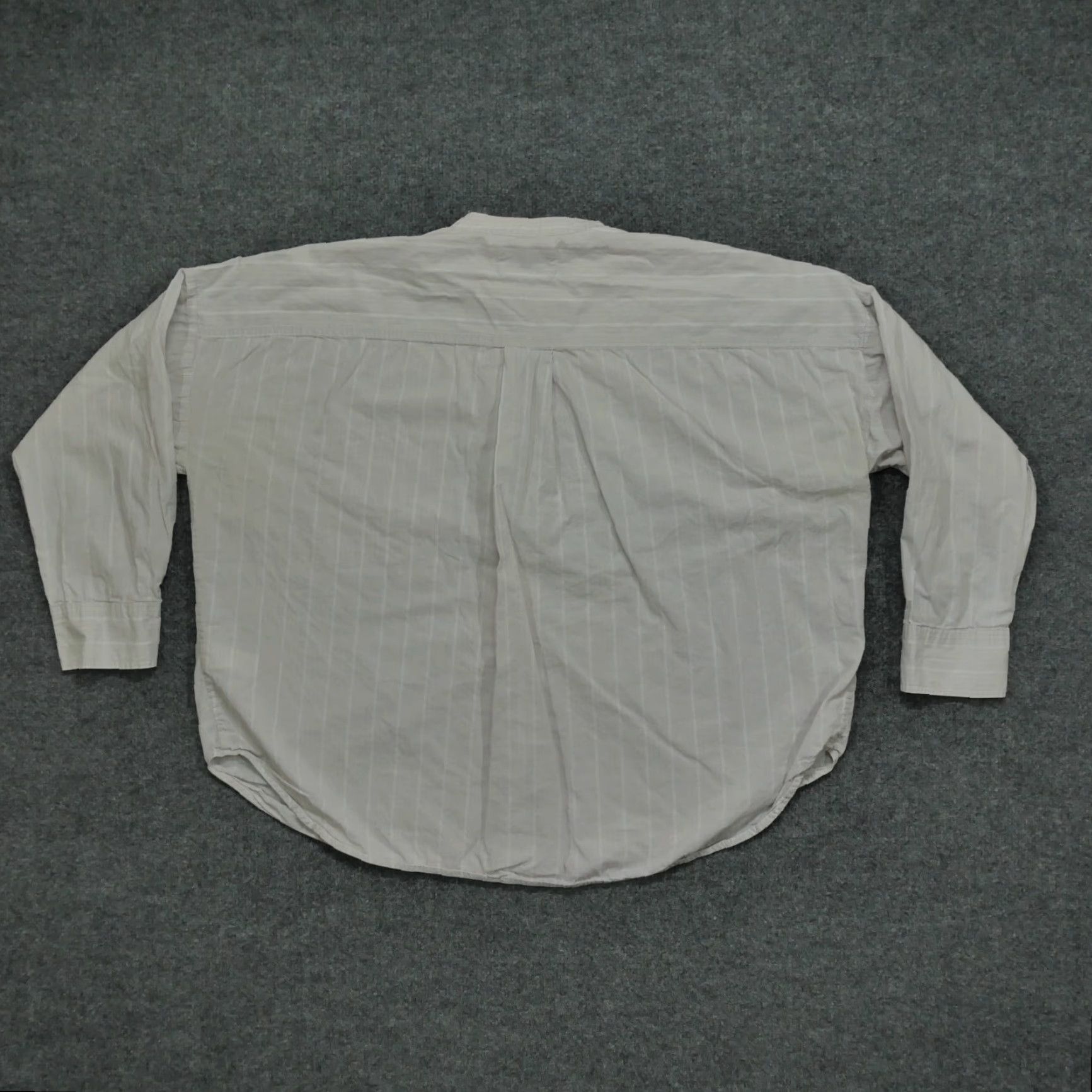 Everlane Everlane Shirt Womens 14 Grey White Striped Top Banded Collar Henley Button-Up Casual Long Sleeve Cotton Regular Vintage No? Size XL / US 12-14 / IT 48-50 - 6 Thumbnail