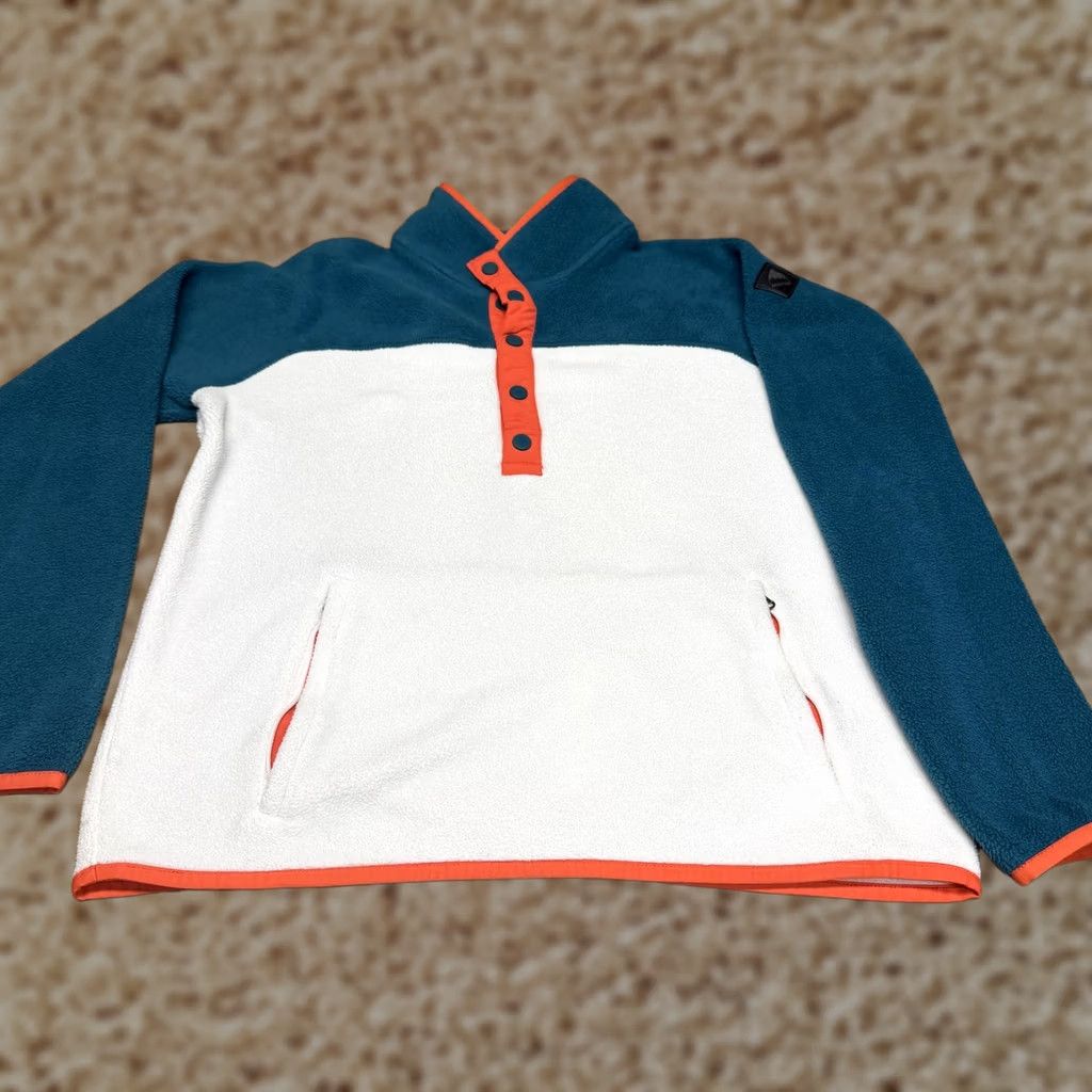 Burton Burton Sweatshirt Mens M Fleece Pullover Snap Kangaroo Colorblock Teal Multicolor Zip Pocket Logo Pullover Skiing Size US M / EU 48-50 / 2 - 1 Thumbnail