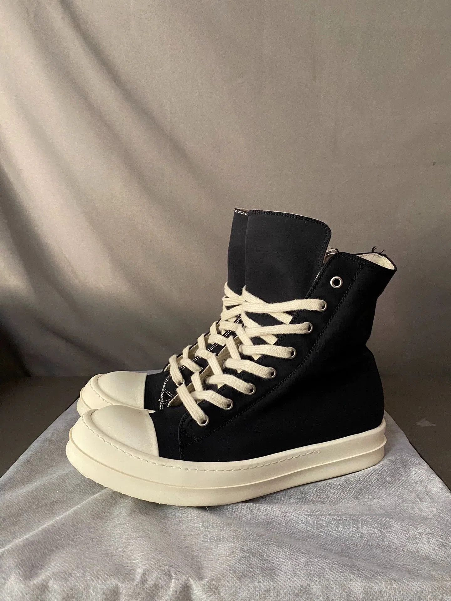Rick Owens rick owens high-top sneakers in black and cream. Size US 8.5 / EU 41-42 - 1 Thumbnail