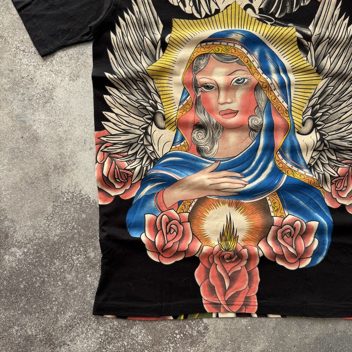Ed Hardy Christian Audigier Y2K Rhinestones Virgin Maria T-Shirt Size US L / EU 52-54 / 3 - 11 Thumbnail