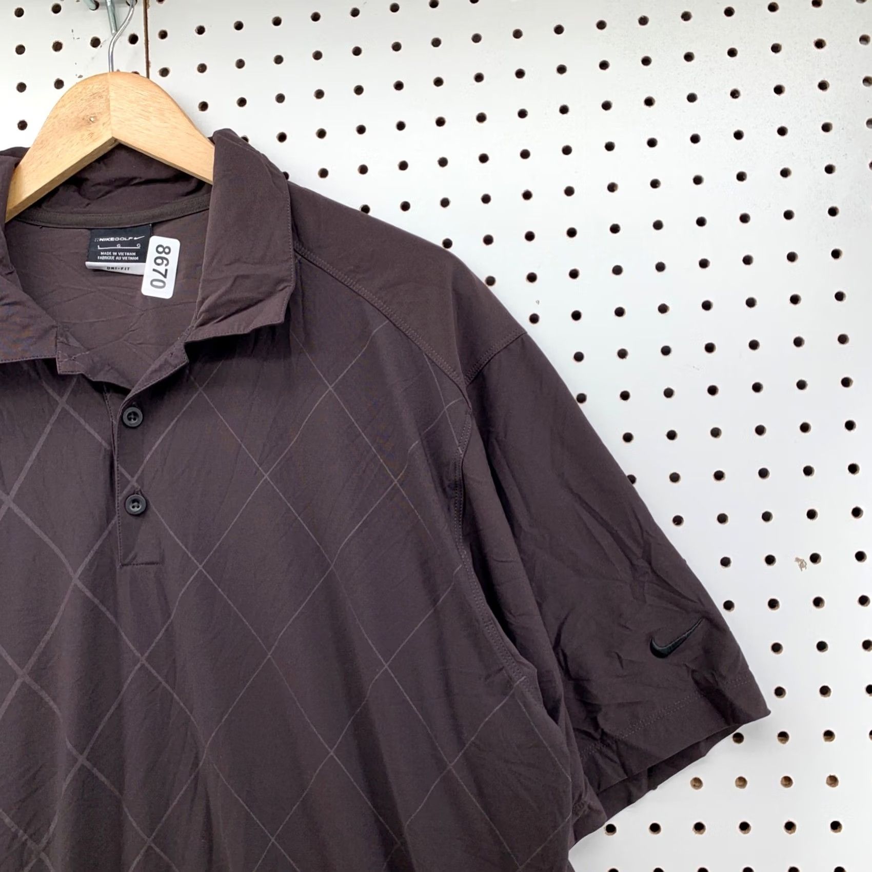 Nike Nike Golf Polo Shirt Mens L Brown Argyle Diamond Pattern Dri-Fit 22.5x30.5 Size US L / EU 52-54 / 3 - 5 Thumbnail