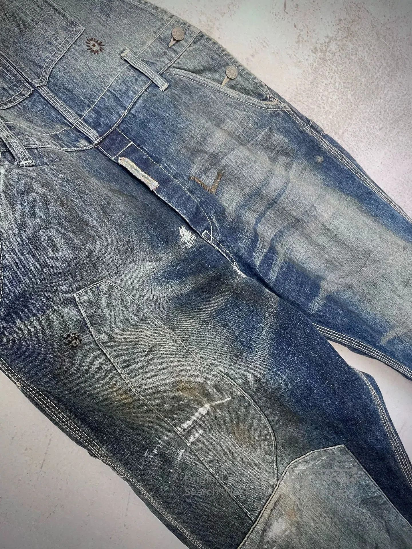 Vintage Distressed Vintage Patch Cargo Overalls. Size US 31 - 6 Thumbnail