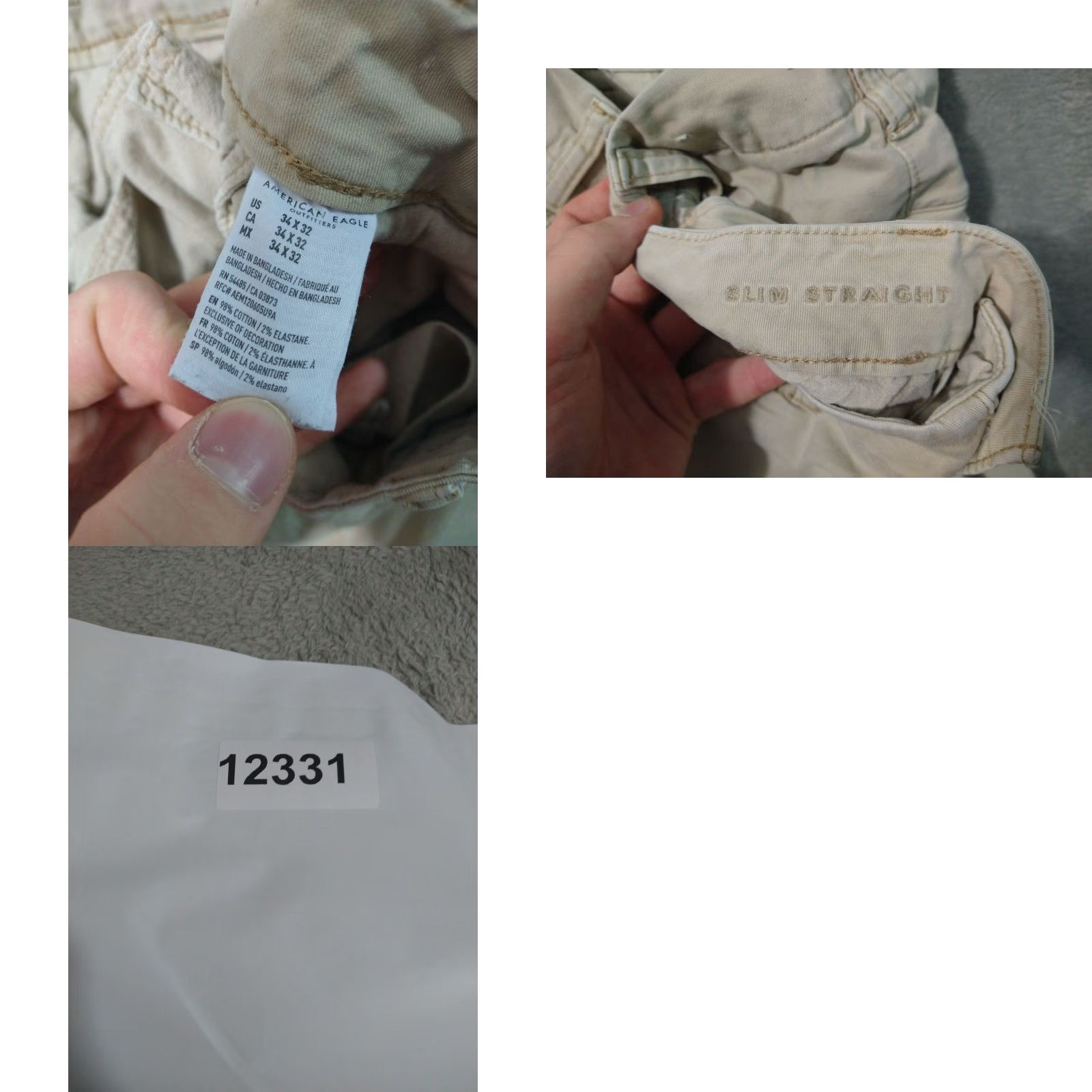 American Eagle Outfitters American Eagle Pants Mens 34x32 Beige Chino Slim Straight Next Level Flex Casual Size US 34 / EU 50 - 8 Thumbnail