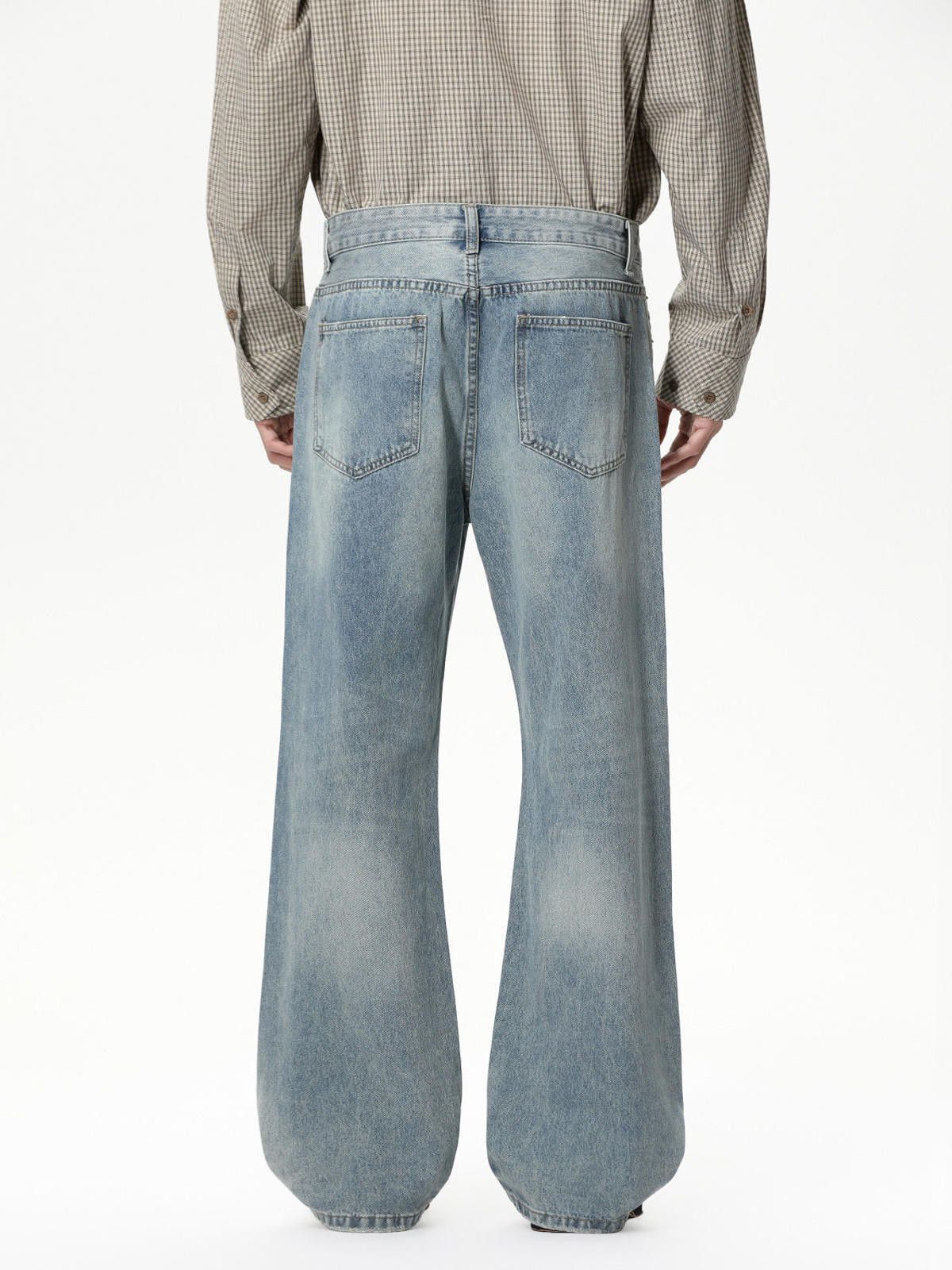 Vintage Light Blue Wide Leg Denim Jeans, Relaxed Fit Jeans Size US 32 / EU 48 - 3 Thumbnail