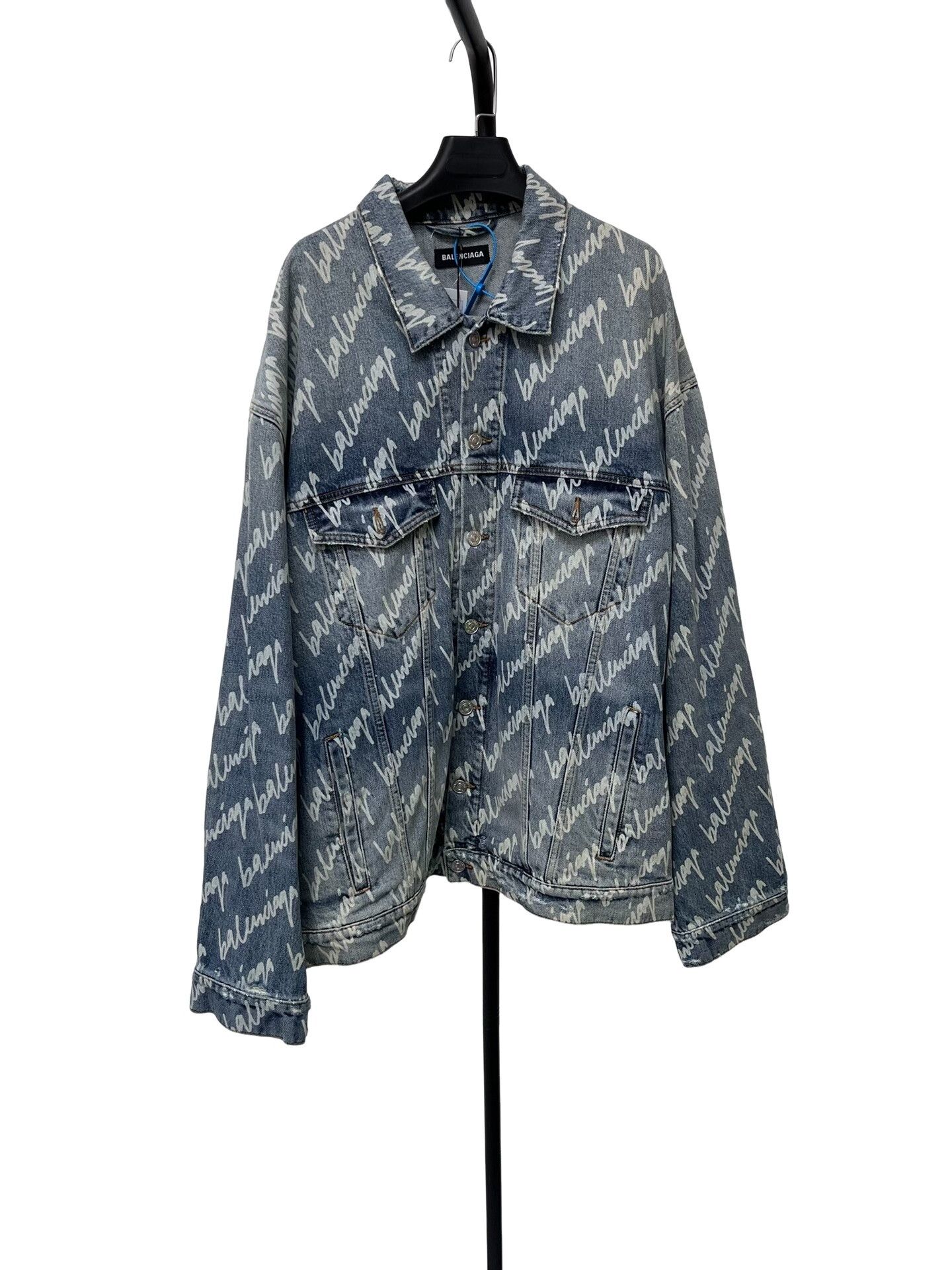 Balenciaga Balenciaga Allover Logo Denim Jacket 2 Size M / US 6-8 / IT 42-44 - 1 Thumbnail