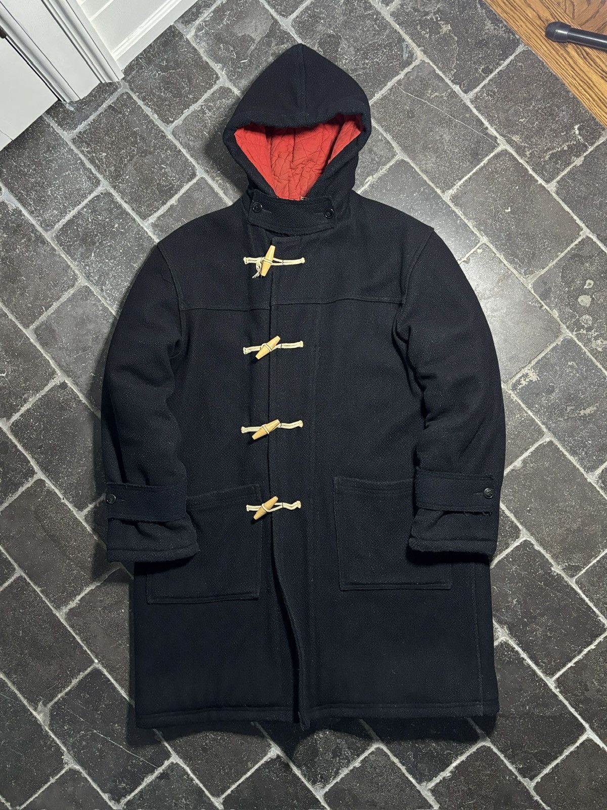 Vintage True Vintage Wool Duffle Coat Hooded Jacket Heavy Parka 60s Size US S / EU 44-46 / 1 - 1 Thumbnail