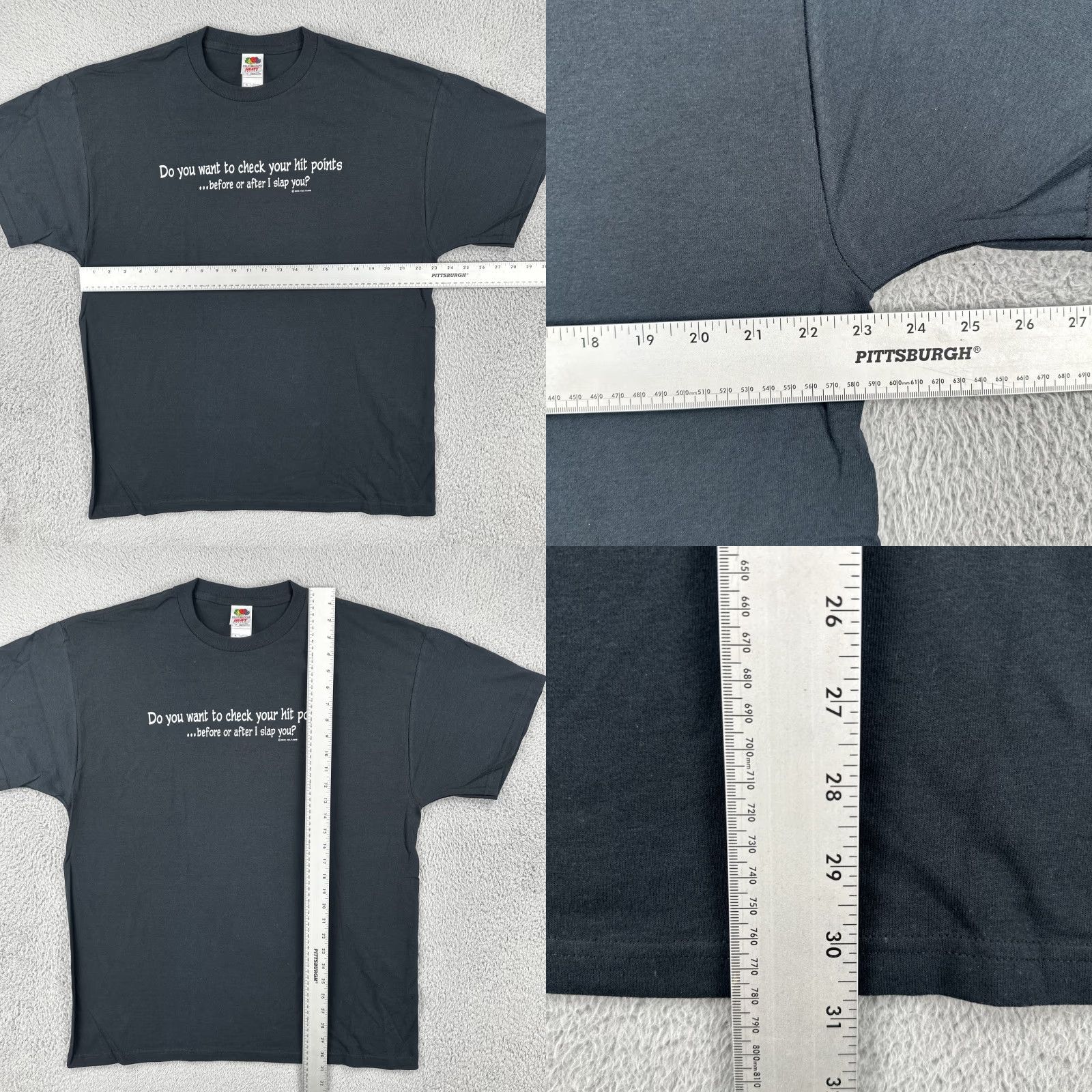 Fruit Of The Loom VINTAGE Fruit of the Loom T-Shirt Black XL Crew Neck Short Sleeve Funny Sarcastic Humor Tee Men Size US XL / EU 56 / 4 - 8 Thumbnail