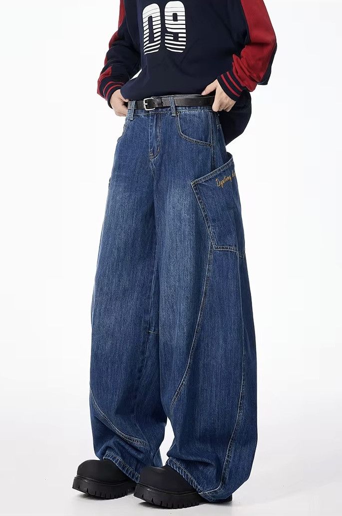 Y2K Baggy Blue Cargo Jeans