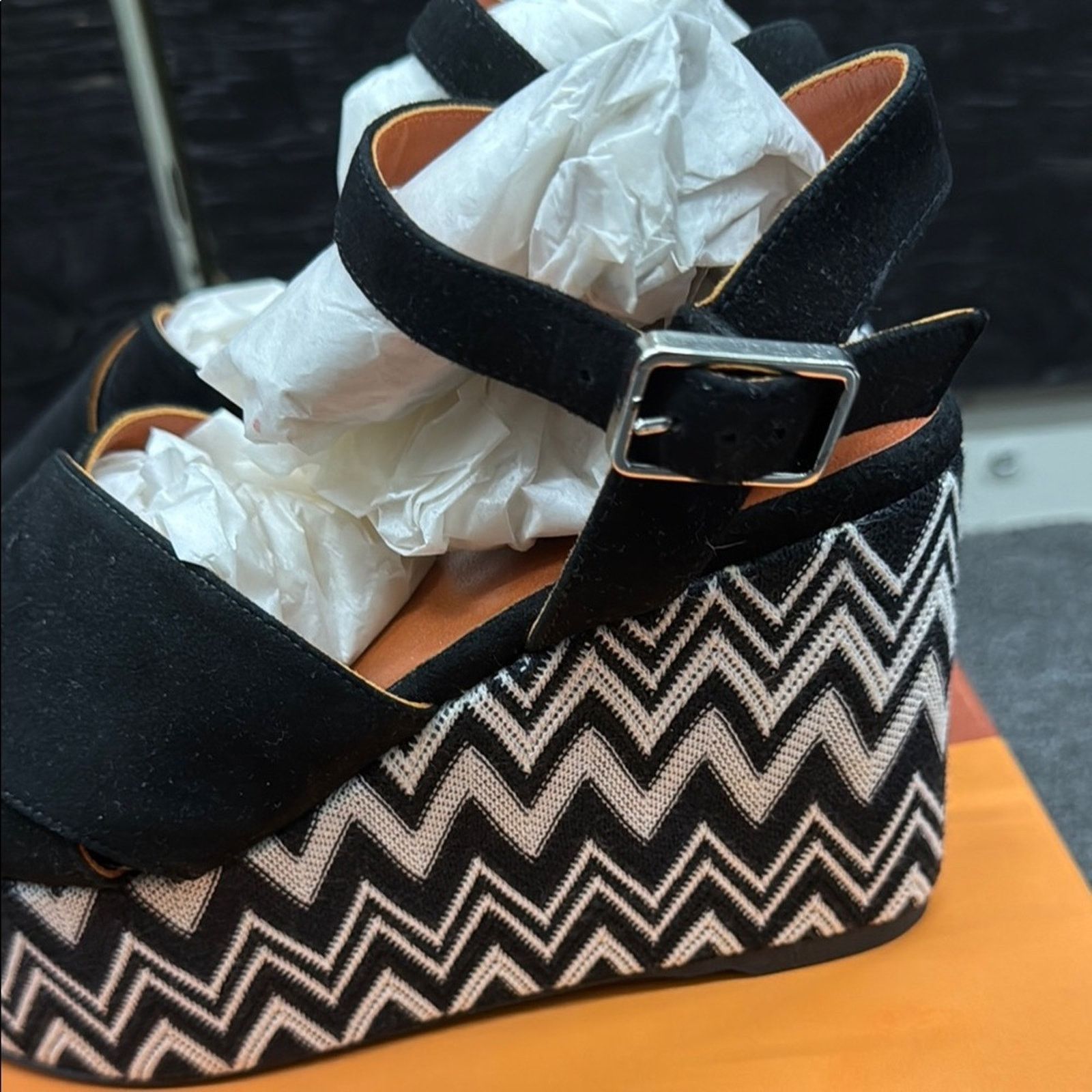 Missoni NWT Missoni Black White Zigzag Platform Wedges Size 36 US 6 Size US 6 / IT 36 - 2 Thumbnail