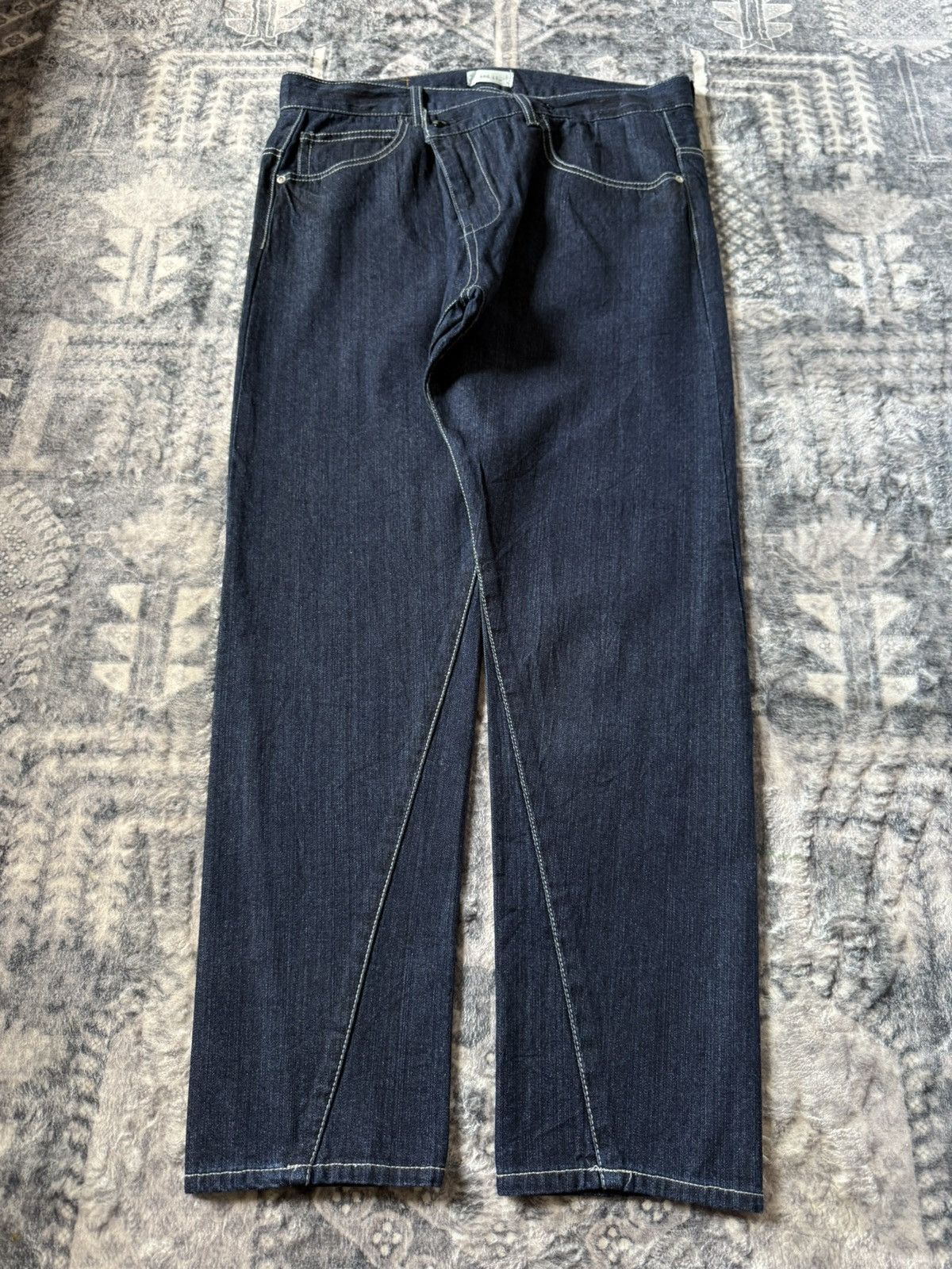 Japanese Brand And it Japan Asymmetric Fly Diagonal Cut Wide Denim Jeans Size US 32 / EU 48 - 1 Thumbnail