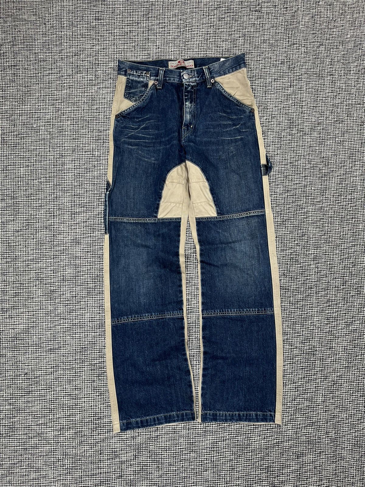 Japanese Brand Take Two denim/chino paneled patchwork jeans rare Size US 29 - 1 Thumbnail