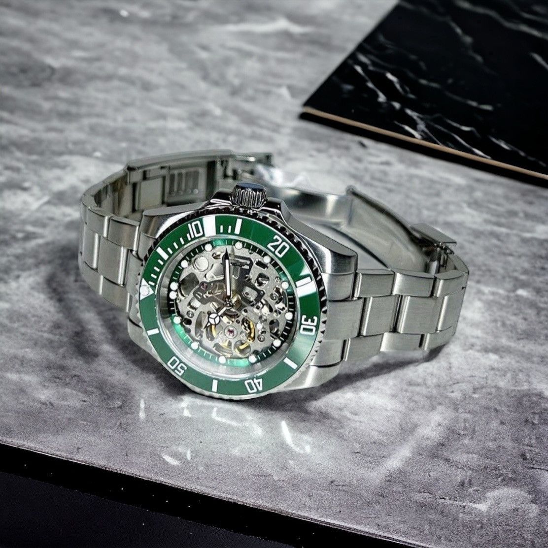 Japanese Brand Seiko Mod Submariner Hulk Green Skeleton Dial Steel Watch Size ONE SIZE - 2 Thumbnail