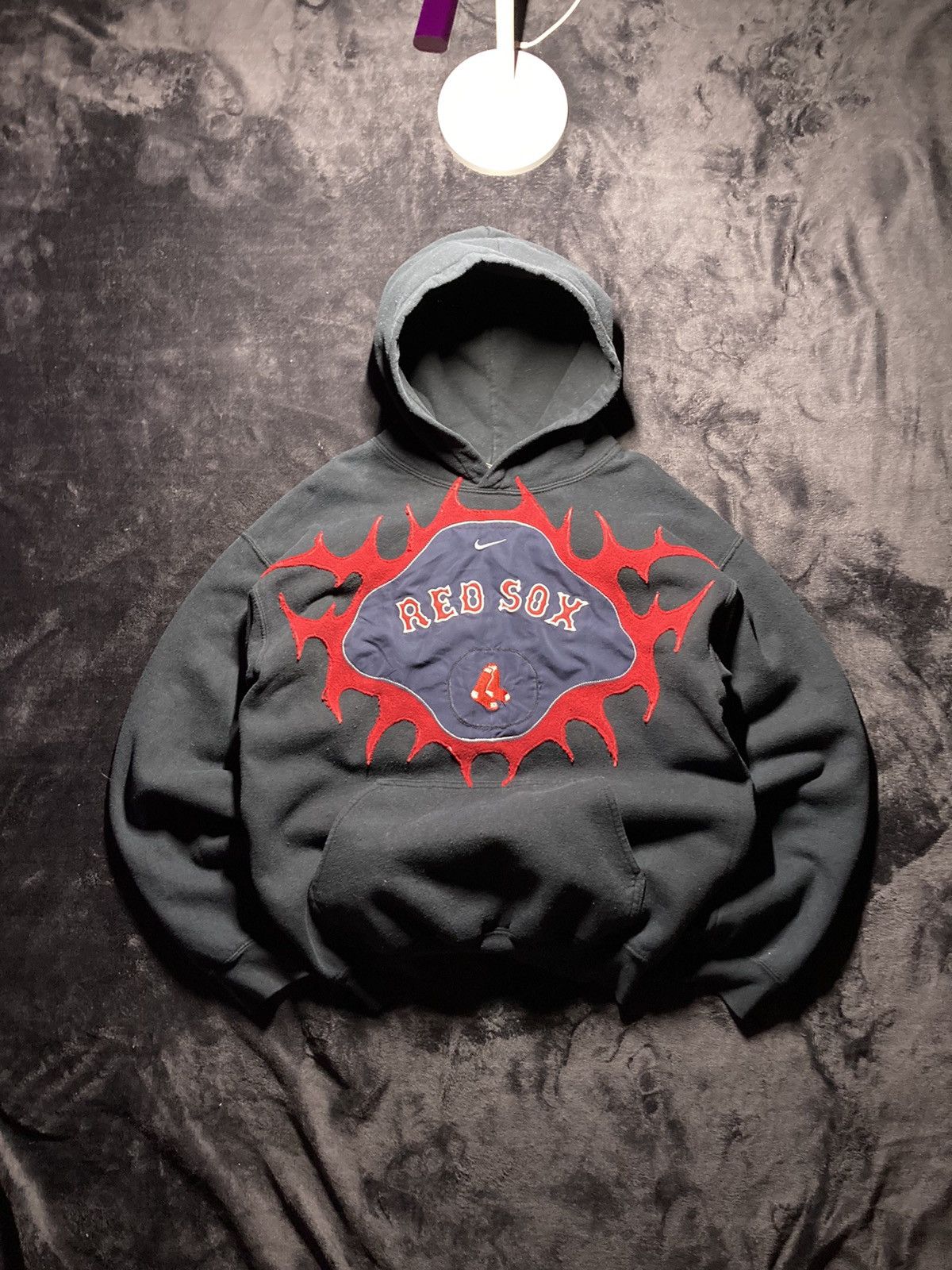 Nike × Vintage ⛩️Nike Custom Hoodie Rare Y2K Punk Rock Cross Red Sox biglogo Size US M / EU 48-50 / 2 - 2 Thumbnail