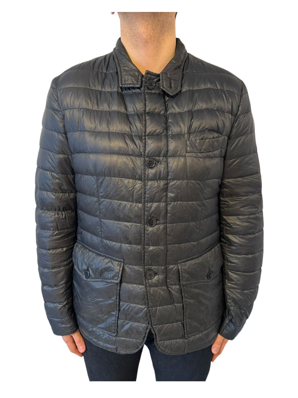 image of Herno Light Padded Quilted Down Jacket Coat XL 56 in Navy, Men's