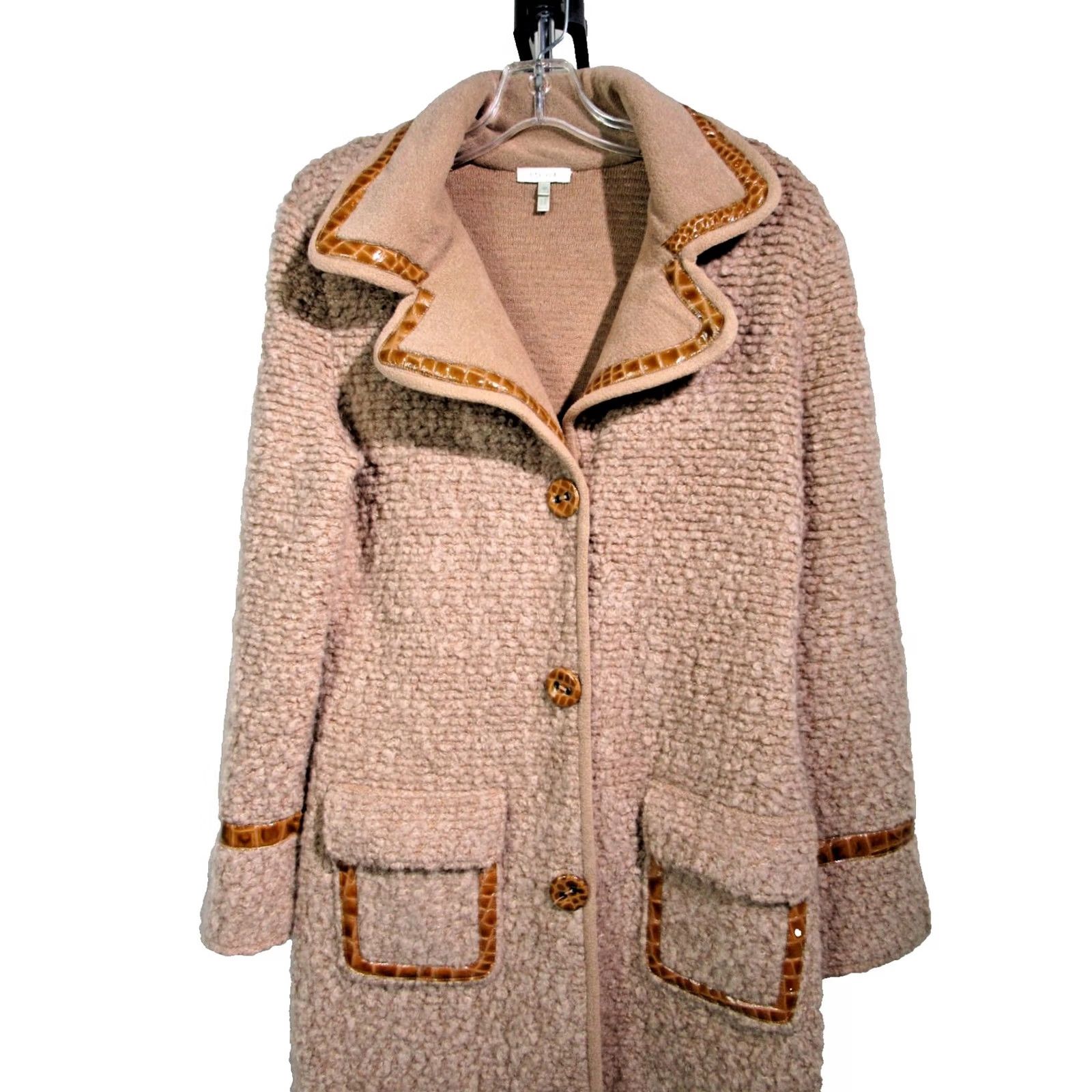 Escada VINTAGE ESCADA Women's Tan Virgin Wool Trench Coat 38 Lambskin Trim Coat Long Beige Womens 90s Designer Size XS / US 0-2 / IT 36-38 - 4 Thumbnail