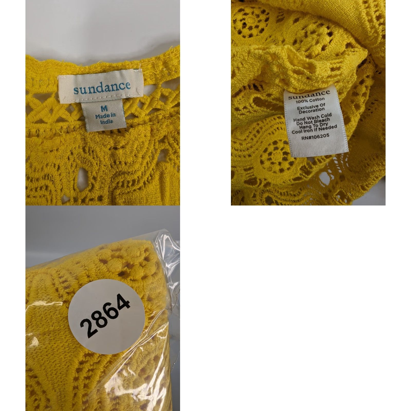 Vintage Sundance Graycelyn Yellow Lace Up 100% Cotton V-Neck Coverup M Adult Women Beach Bohemian Tunic Shirt Style Crew Neck? Size M / US 6-8 / IT 42-44 - 8 Thumbnail