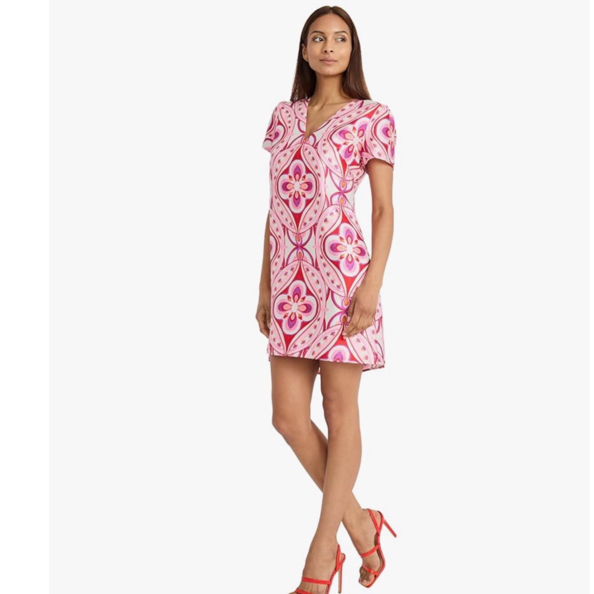 Donna Morgan Donna Morgan Printed Mini Party Dress – Pink/Ivory Multi, Si Size XL / US 12-14 / IT 48-50 - 1 Thumbnail