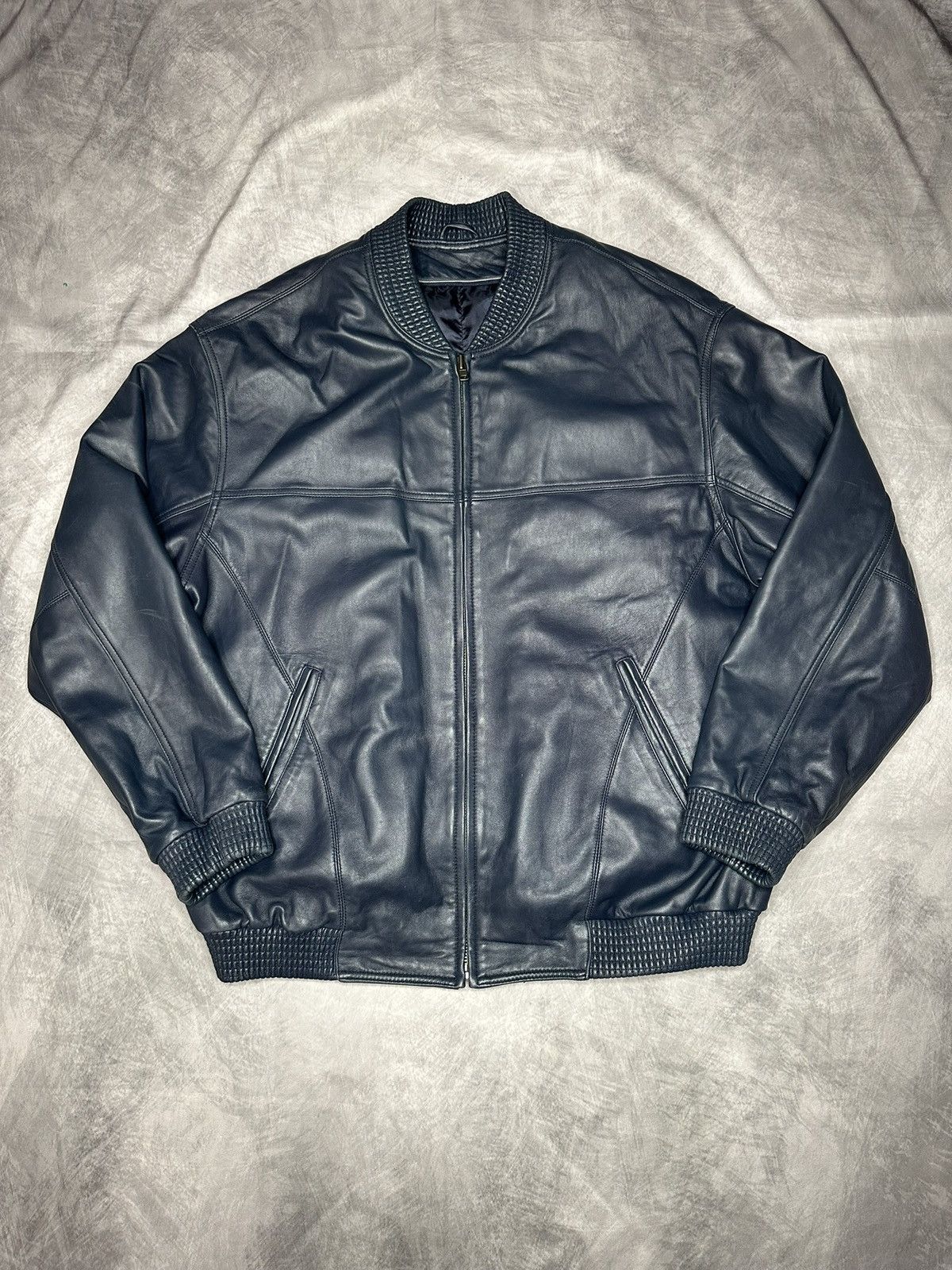 Vintage Leather jacket blue vintage Size US XL / EU 56 / 4 - 2 Thumbnail