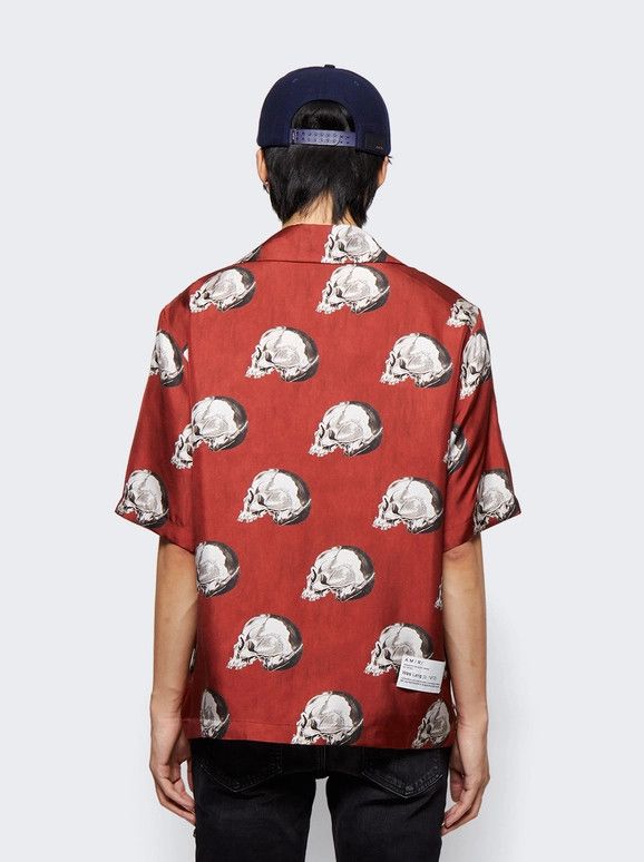 Amiri o1gr1nt0924 All Over Skull Bowling Shirt in Red Size US S / EU 44-46 / 1 - 5 Thumbnail