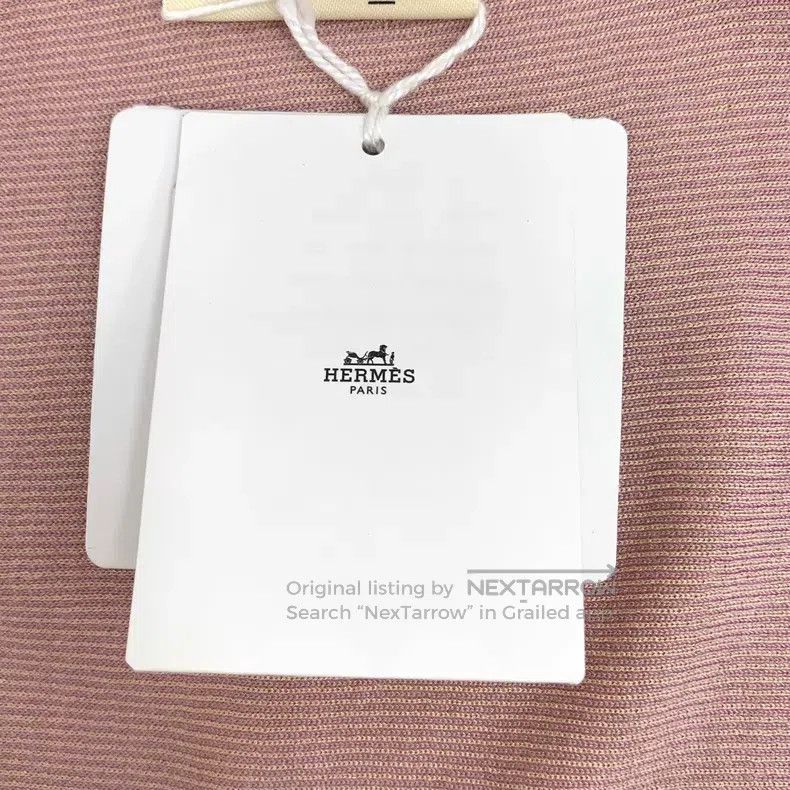 Hermes Hermes Yellow Raised Pattern Mulberry Silk Crew Neck Short Size S / US 4 / IT 40 - 6 Thumbnail