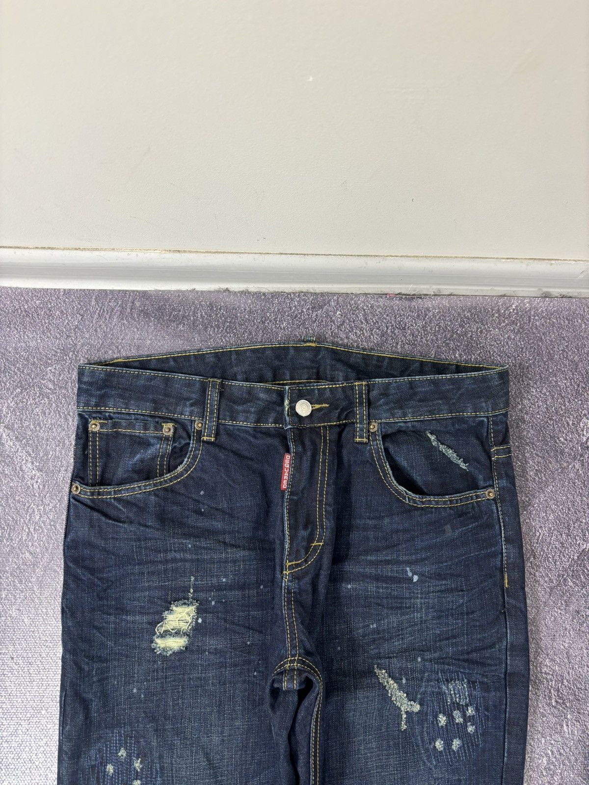 Dsquared2 Dsquared2 Men’s Faded Navy Blue Ripped Slim Fit Denim Jeans Size US 32 / EU 48 - 8 Thumbnail