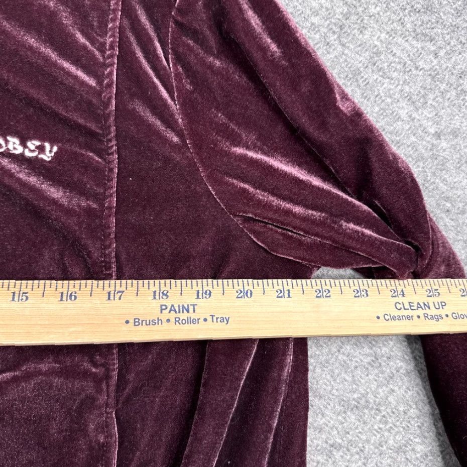 OBEY WORLDWIDE JACKET WOMENS LARGE L PURPLE EMBROIDERED TIGER SATIN FULL ZIP