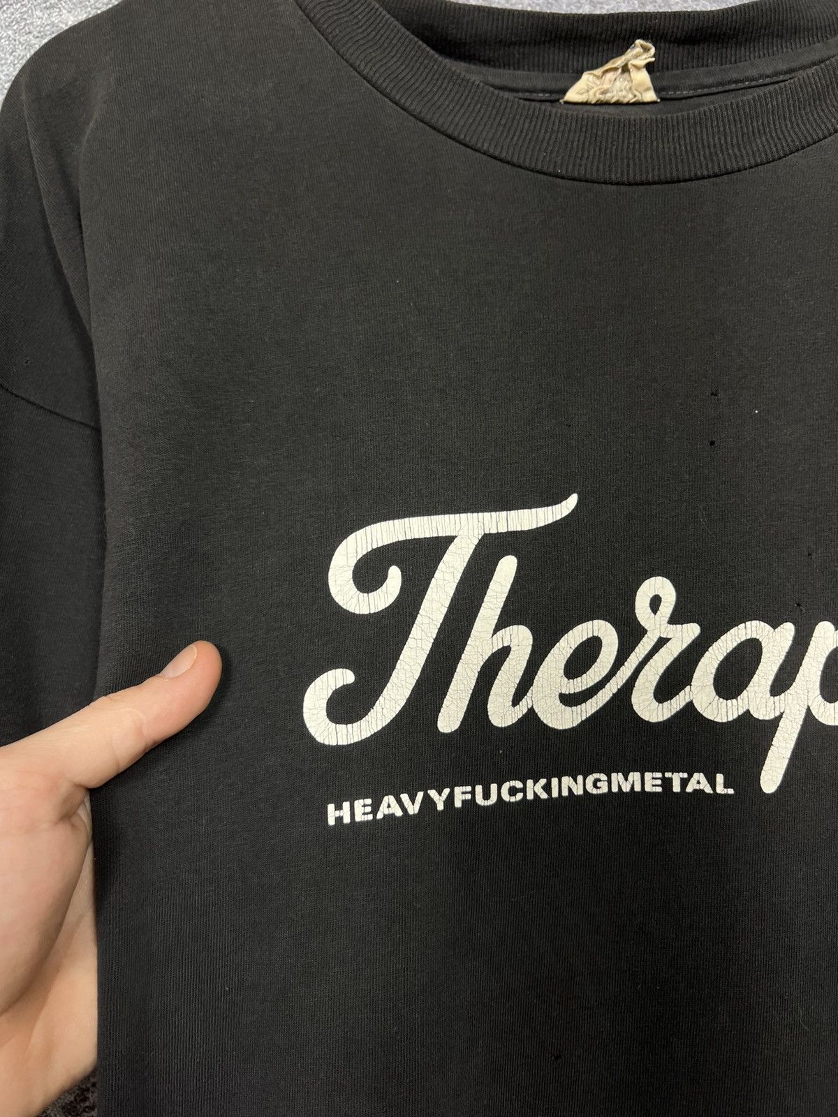 Band Tees 90's Therapy ? Irony Heavy Fucking Metal Tee Faded Size US XL / EU 56 / 4 - 7 Thumbnail