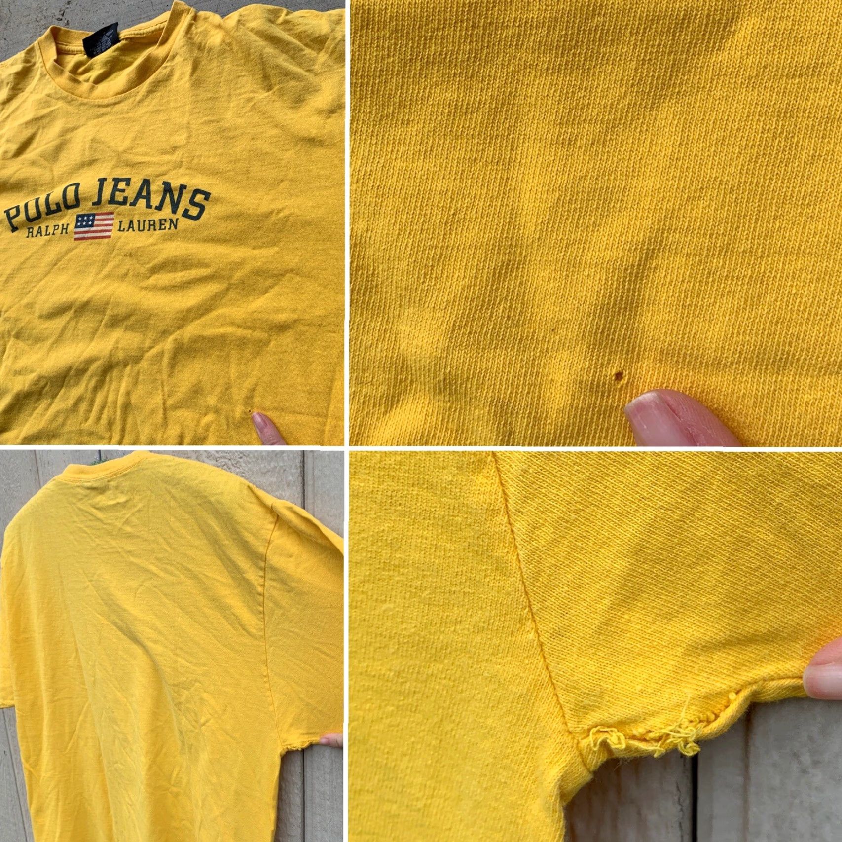 Ralph Lauren VINTAGE Ralph Lauren Polo Jeans Spell Out USA Flag T Shirt Yellow M Mens Graphic Tee 90s 2000s Size US M / EU 48-50 / 2 - 7 Thumbnail