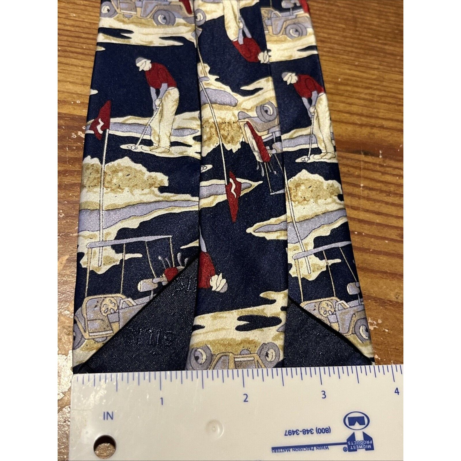Other Kai Long Vintage Men's Tie Hand-Made Silk Necktie Golf Print Size ONE SIZE - 4 Thumbnail