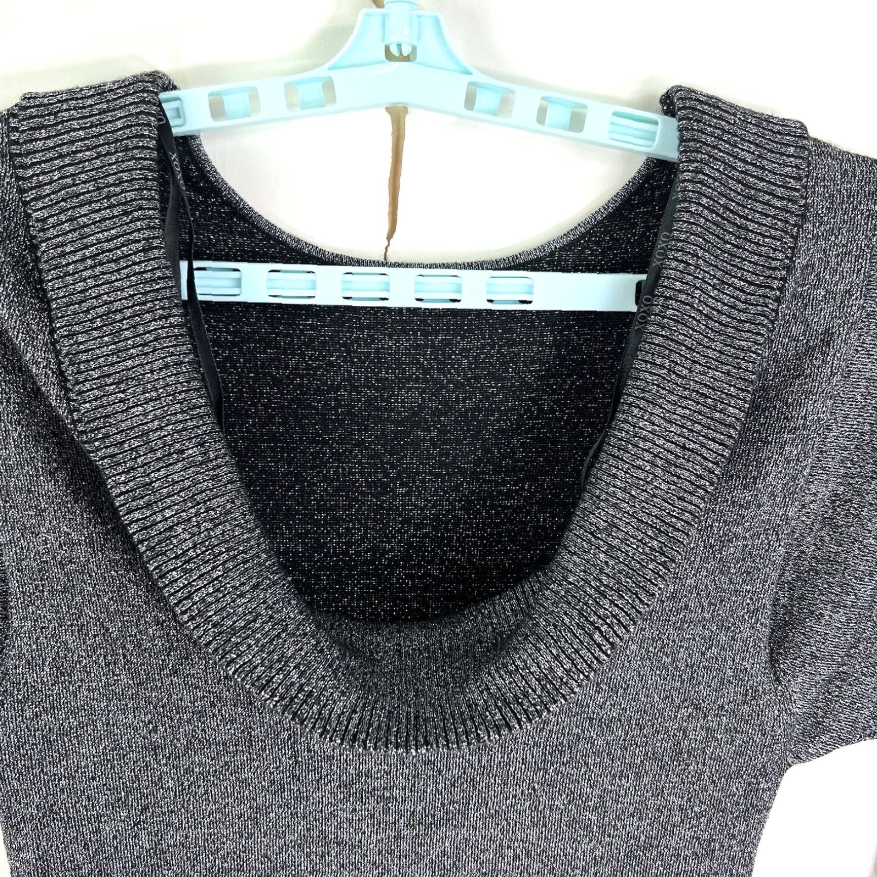 XOXO XOXO Sweater Cowl Neck 3/4 Sleeve Kimono Gray M Silver Shimmer Metallic Pullover Women's Size M / US 6-8 / IT 42-44 - 3 Thumbnail