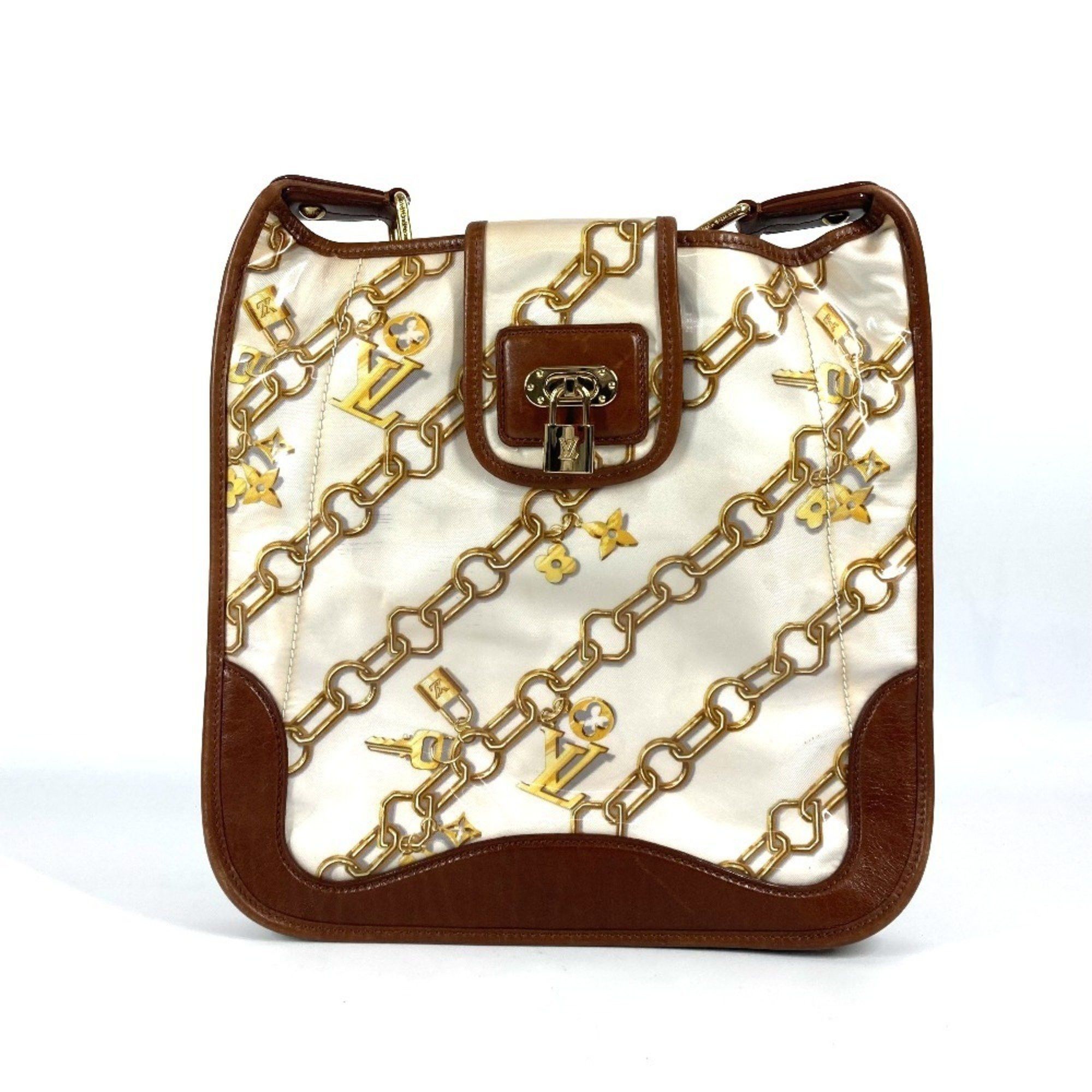 Louis Vuitton M95158 Monogram Charm Musette Bag Crossbody Shoulder Vinyl Leather Women's White in Brown