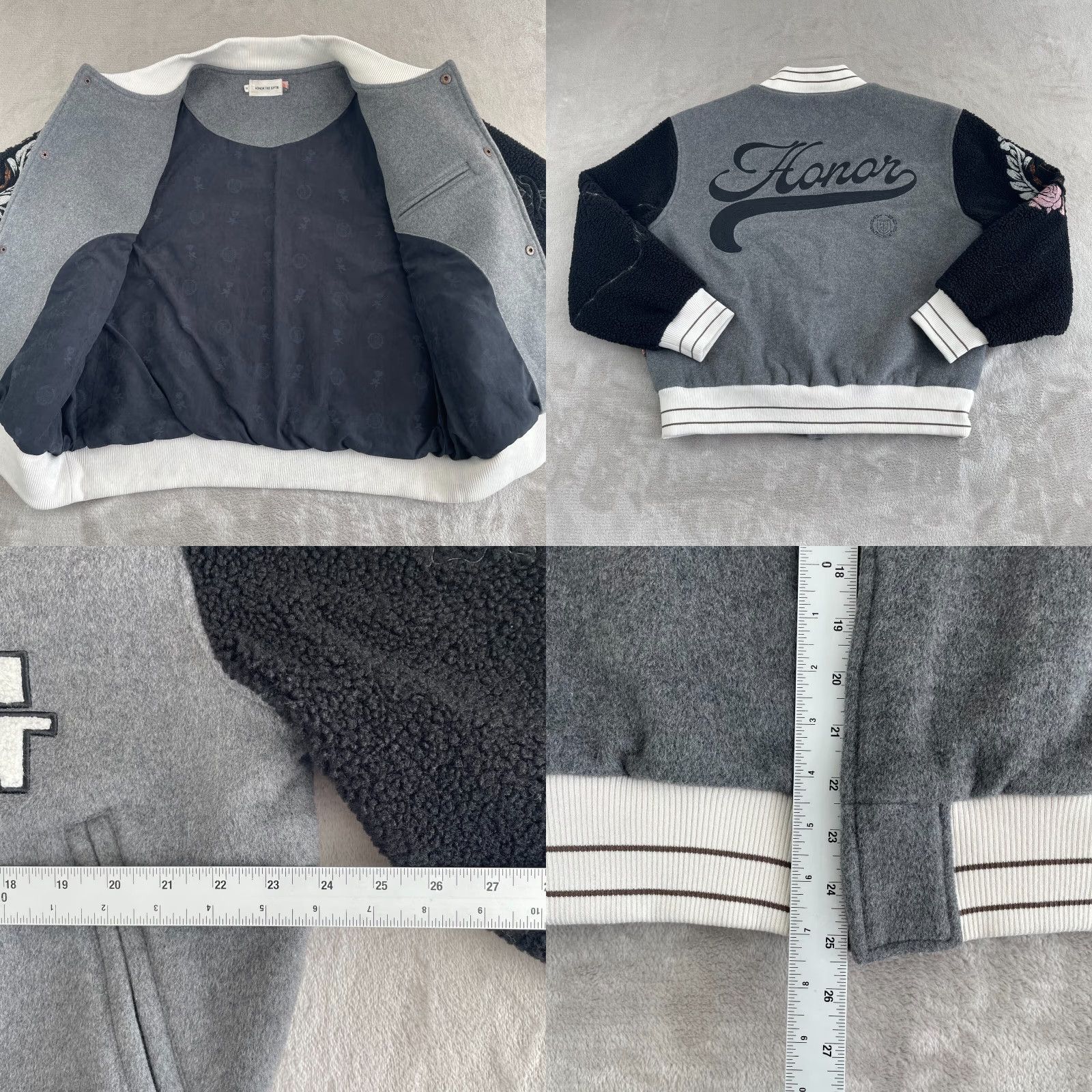 Honor the Gift Honor The Gift HTG Letterman Varsity Jacket Men Medium Wool Gray NWOT Snap Up Size US M / EU 48-50 / 2 - 8 Thumbnail