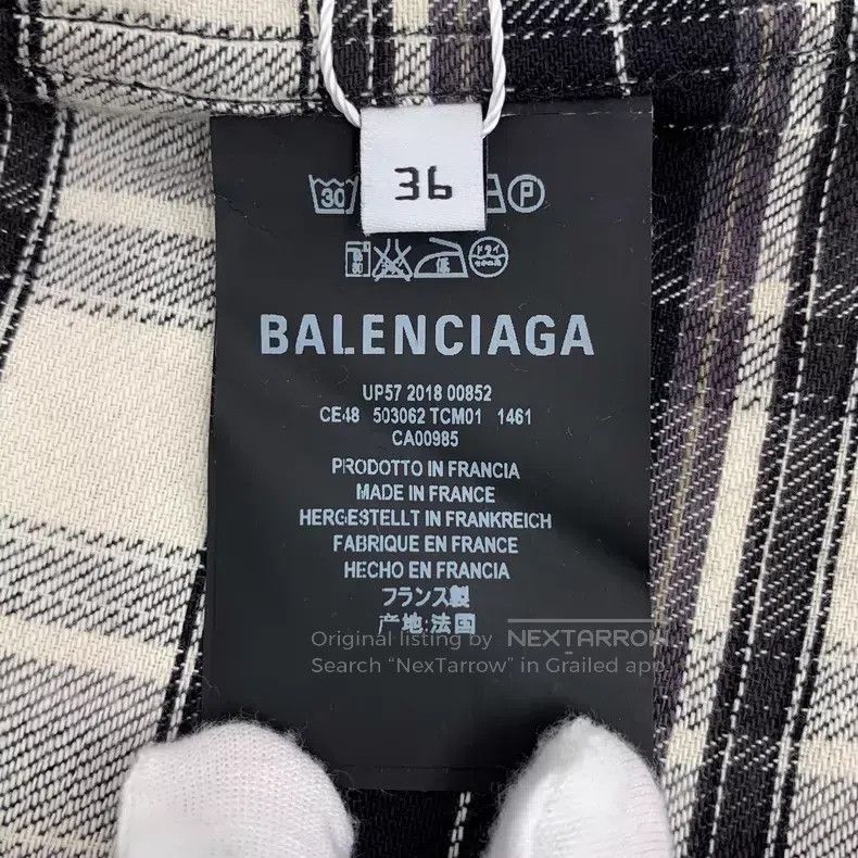Balenciaga Balenciaga Black plaid cotton notch collar long sleeve shi Size XS / US 0-2 / IT 36-38 - 6 Thumbnail