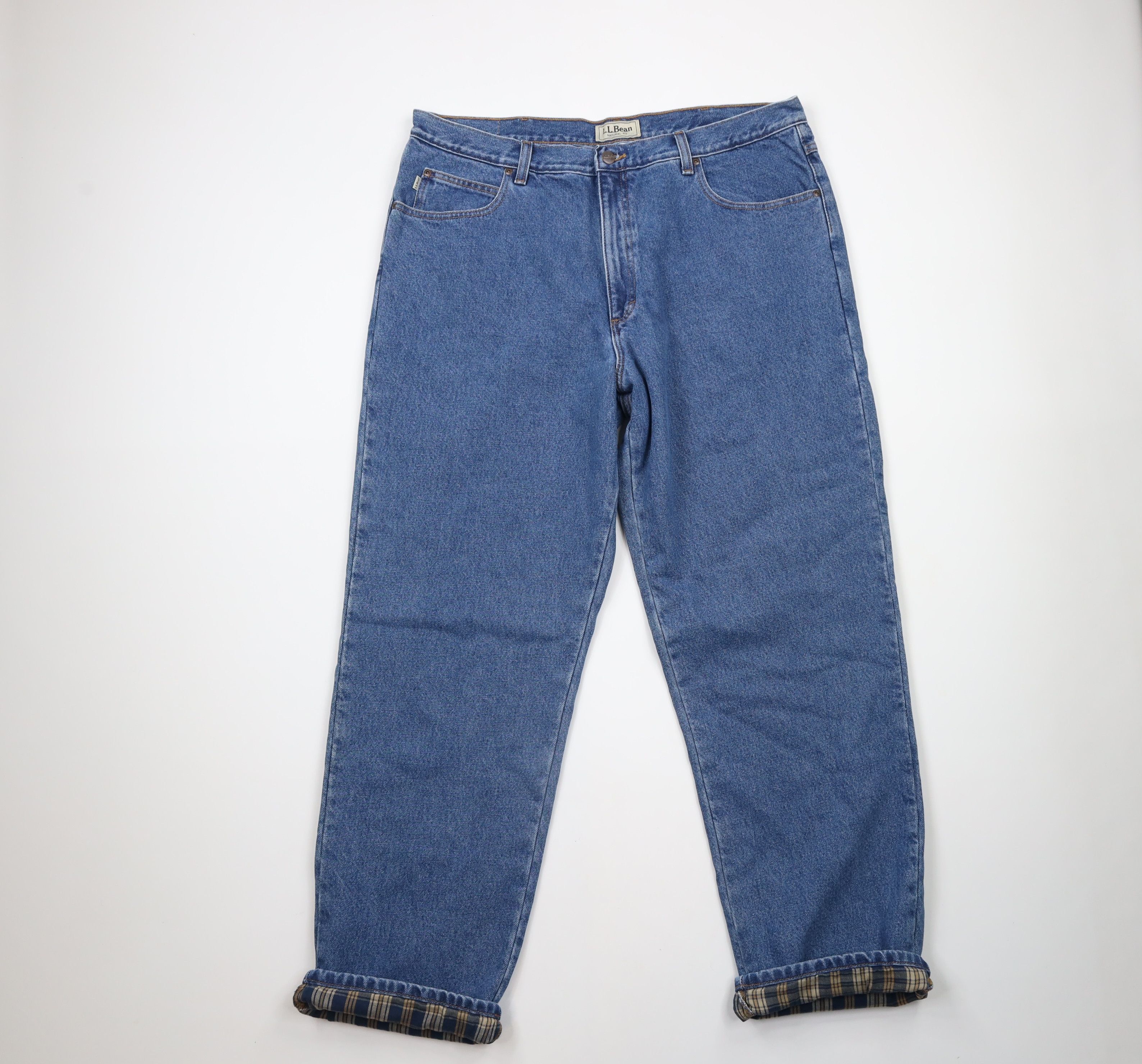 L.L. Bean × Vintage Vintage LL Bean Natural Fit Flannel Lined Denim Jeans Blue Size US 40 / EU 56 - 1 Thumbnail