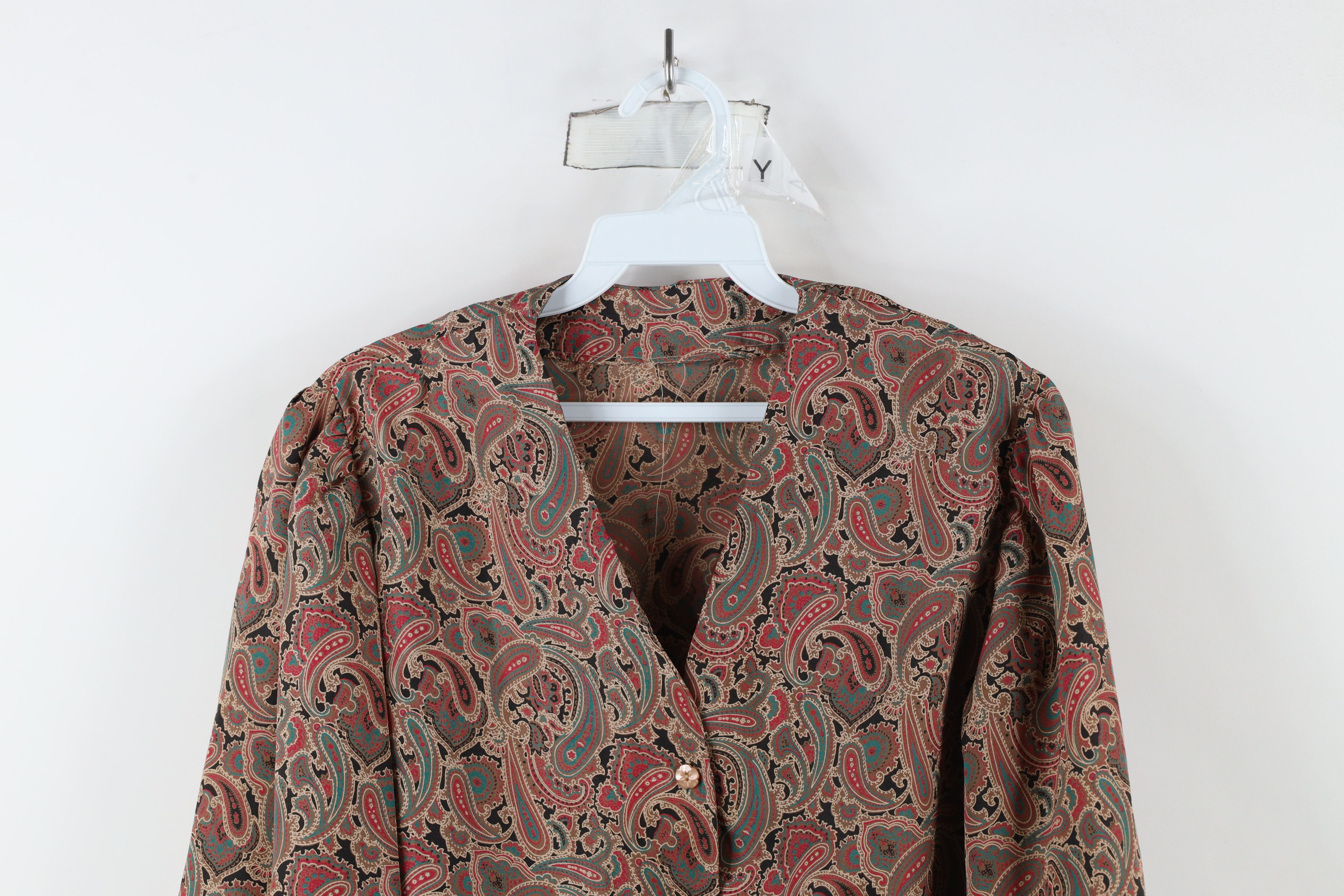 Vintage Vintage 90s Streetwear Paisley Button Shirt Puff Sleeve Size L / US 10 / IT 46 - 2 Thumbnail
