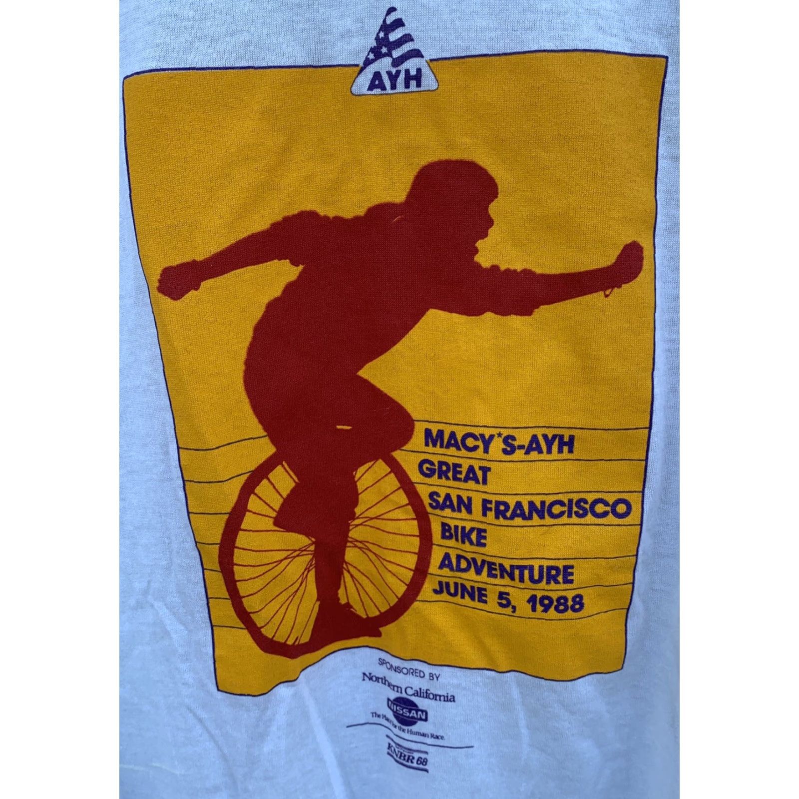 Vintage VINTAGE Macy’s-AYH Great San Francisco Bike Adventure 1988 T-Shirt L Nike? Size US L / EU 52-54 / 3 - 7 Thumbnail