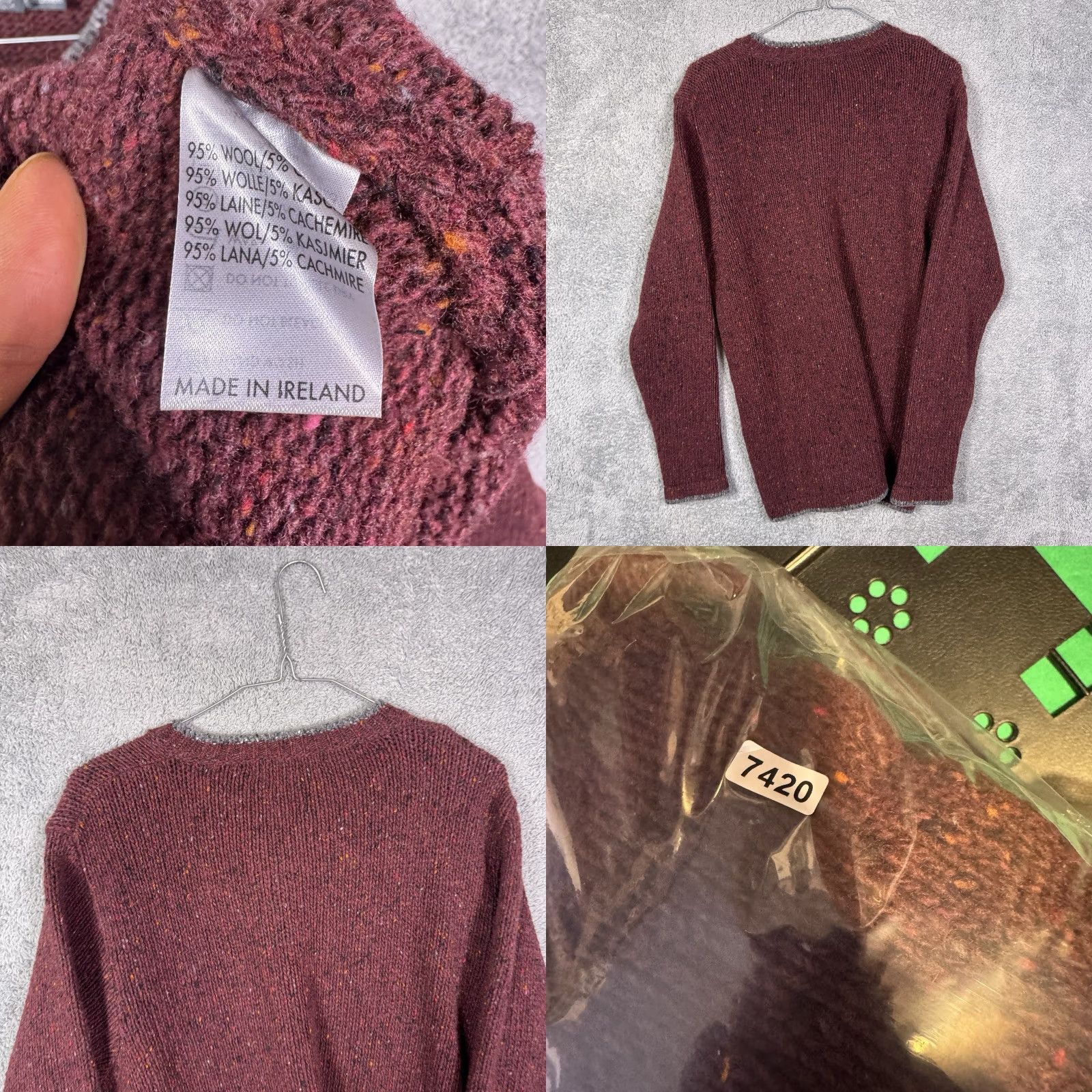 Vintage VINTAGE Ireland's Eye Sweater Mens L Fishermans Wool Cashmere Knit V Neck Speckle Dublin Shirt Mens L Red Wool Geometric Knit Pullover Size US L / EU 52-54 / 3 - 8 Thumbnail