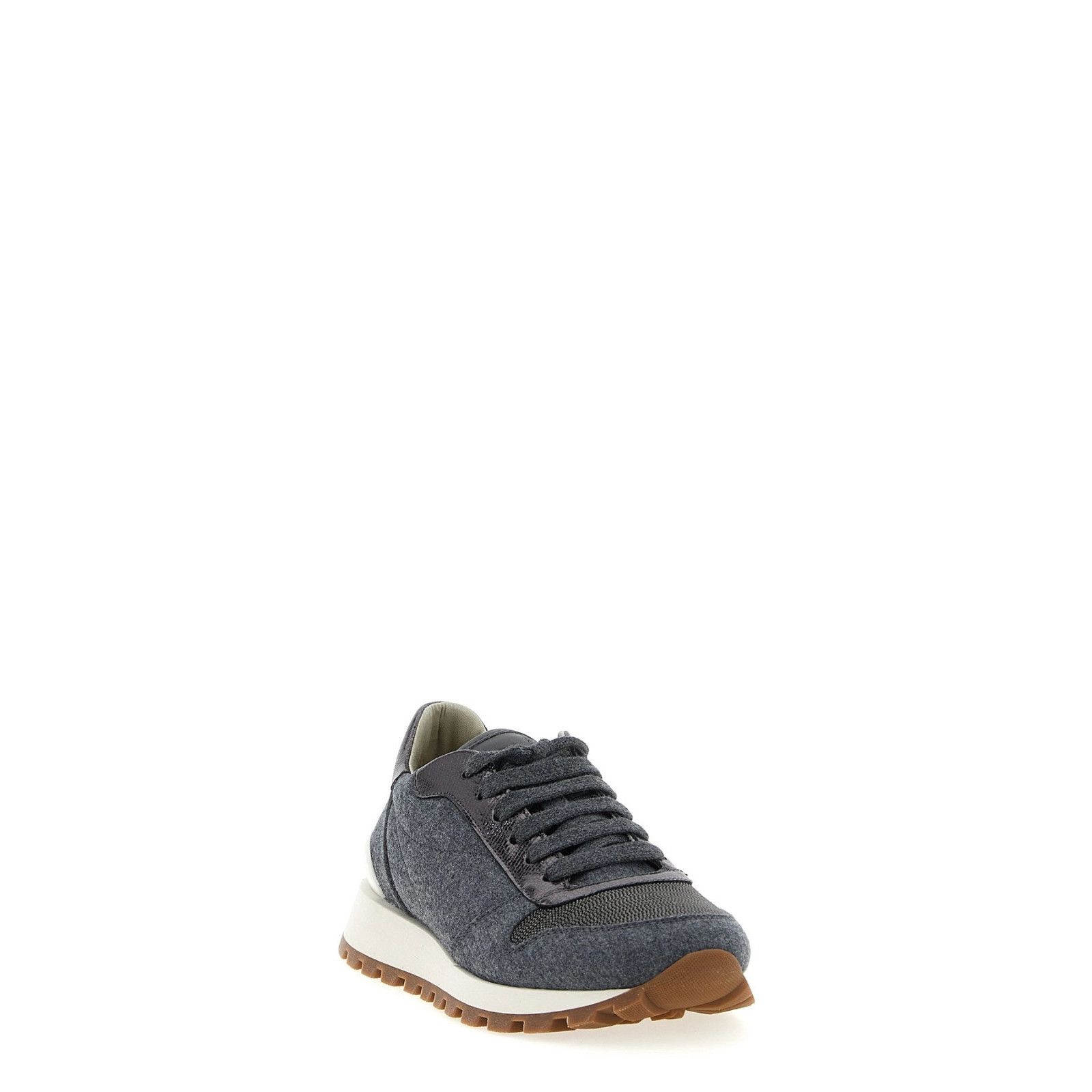 Brunello Cucinelli BRUNELLO CUCINELLI Runners Gray Wool Sneakers New & Authenti Size US 8 / IT 38 - 2 Thumbnail