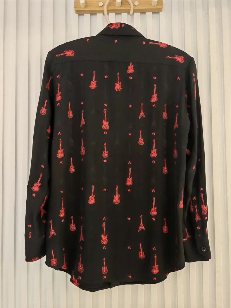 Saint Laurent Paris Saint Laurent Paris size 37 Red Guitar Embroidery shirt Size US M / EU 48-50 / 2 - 2 Thumbnail