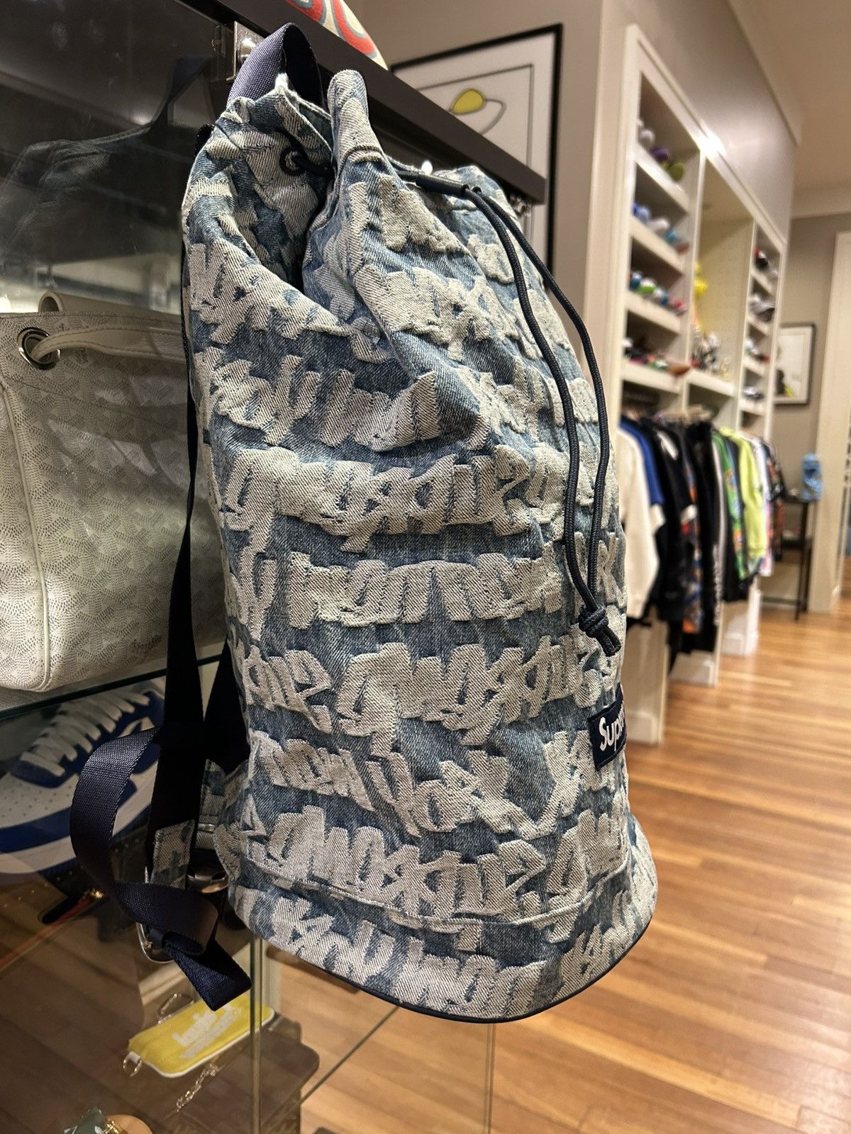 Supreme Supreme Fat Tip Jacquard Denim Backpack Size ONE SIZE - 2 Thumbnail