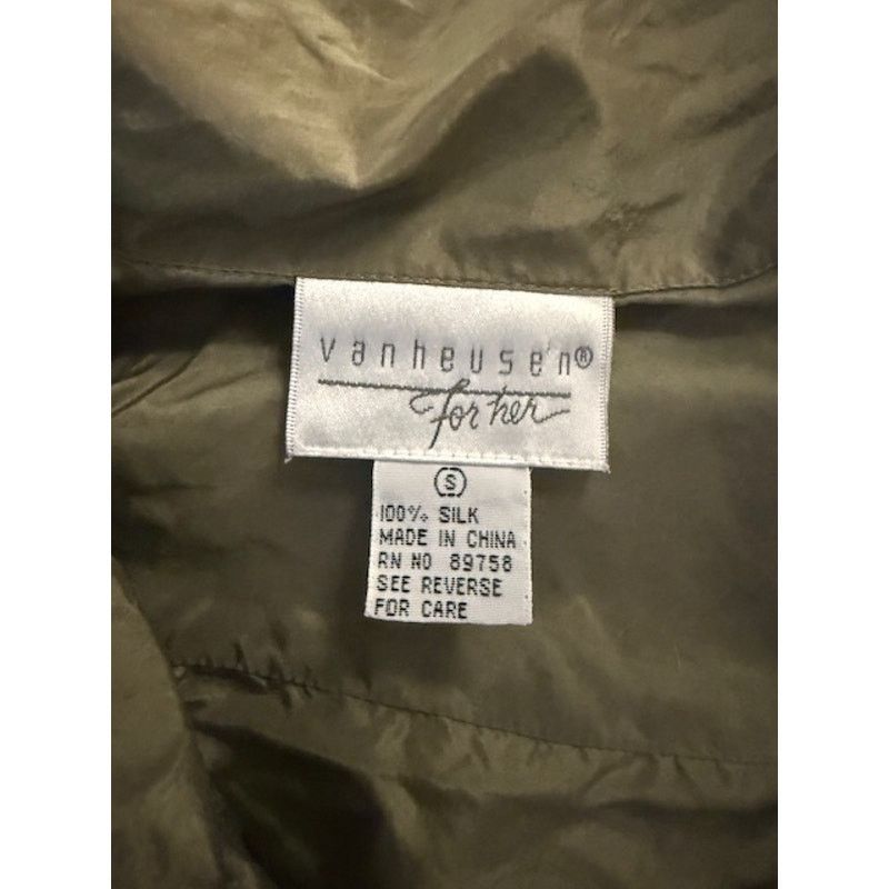 Van Heusen Green Silk Button Down Blouse - Size S Size S / US 4 / IT 40 - 2 Thumbnail