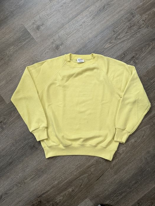 Vintage Yellow Blank Raglan Cut Sweatshirt Vintage Retro 60s 70s