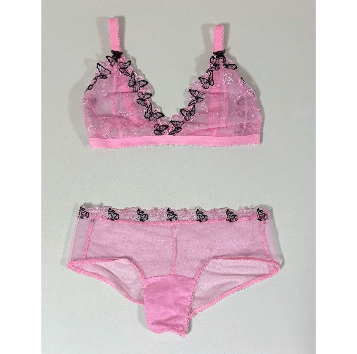 Victoria's Secret Pink Butterfly Bra Bralette Top (S) and Bottoms (XS) Set 🎀✨ Size S / US 4 / IT 40 - 2 Thumbnail