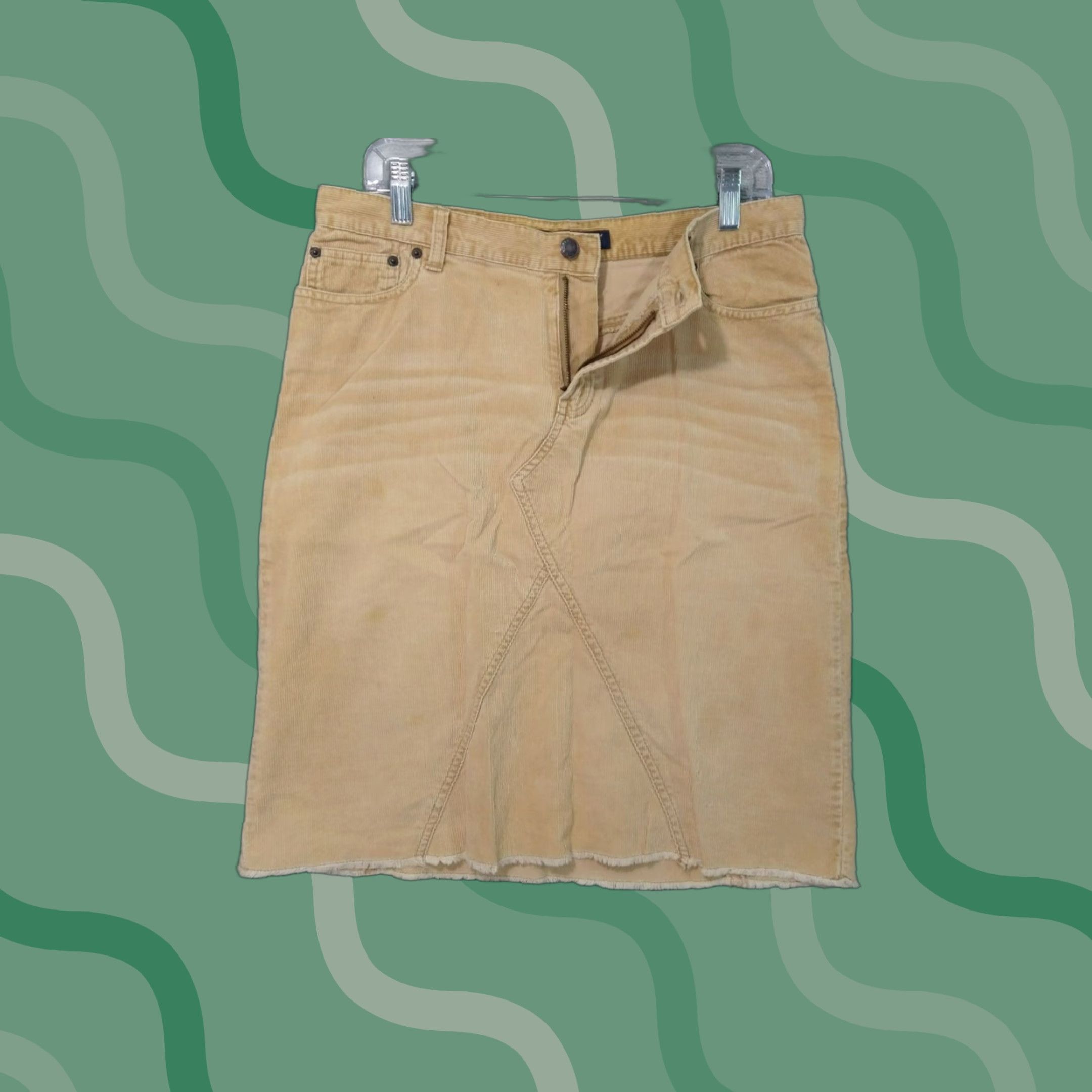 Abercrombie & Fitch Abercrombie & Fitch Skirt Womens 6 Beige Corduroy Midi High Waist Y2K 90s Vintage Pockets Size 28" / US 6 / IT 42 - 1 Thumbnail