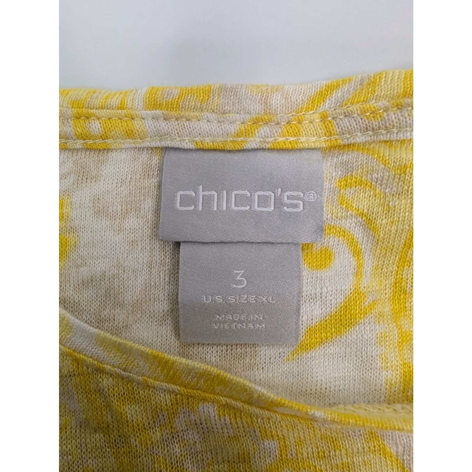 Vintage Chico's Shirt Womens XL Yellow Linen Paisley Flutter Sleeve Blouse Size 3 Size XL / US 12-14 / IT 48-50 - 7 Thumbnail